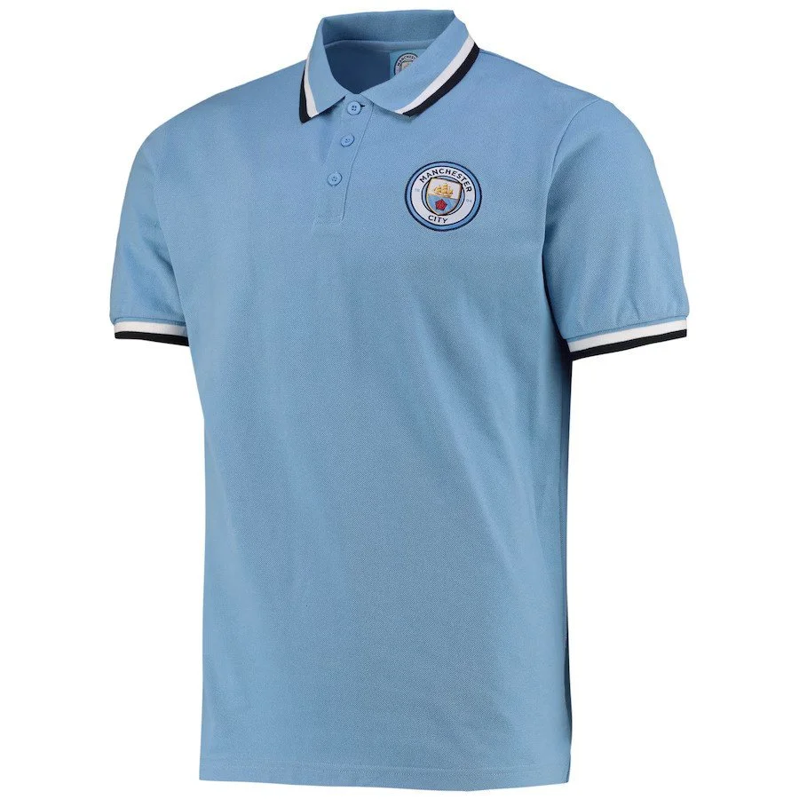 Manchester City Tipped Polo Shirt Sky Mens - £28.00