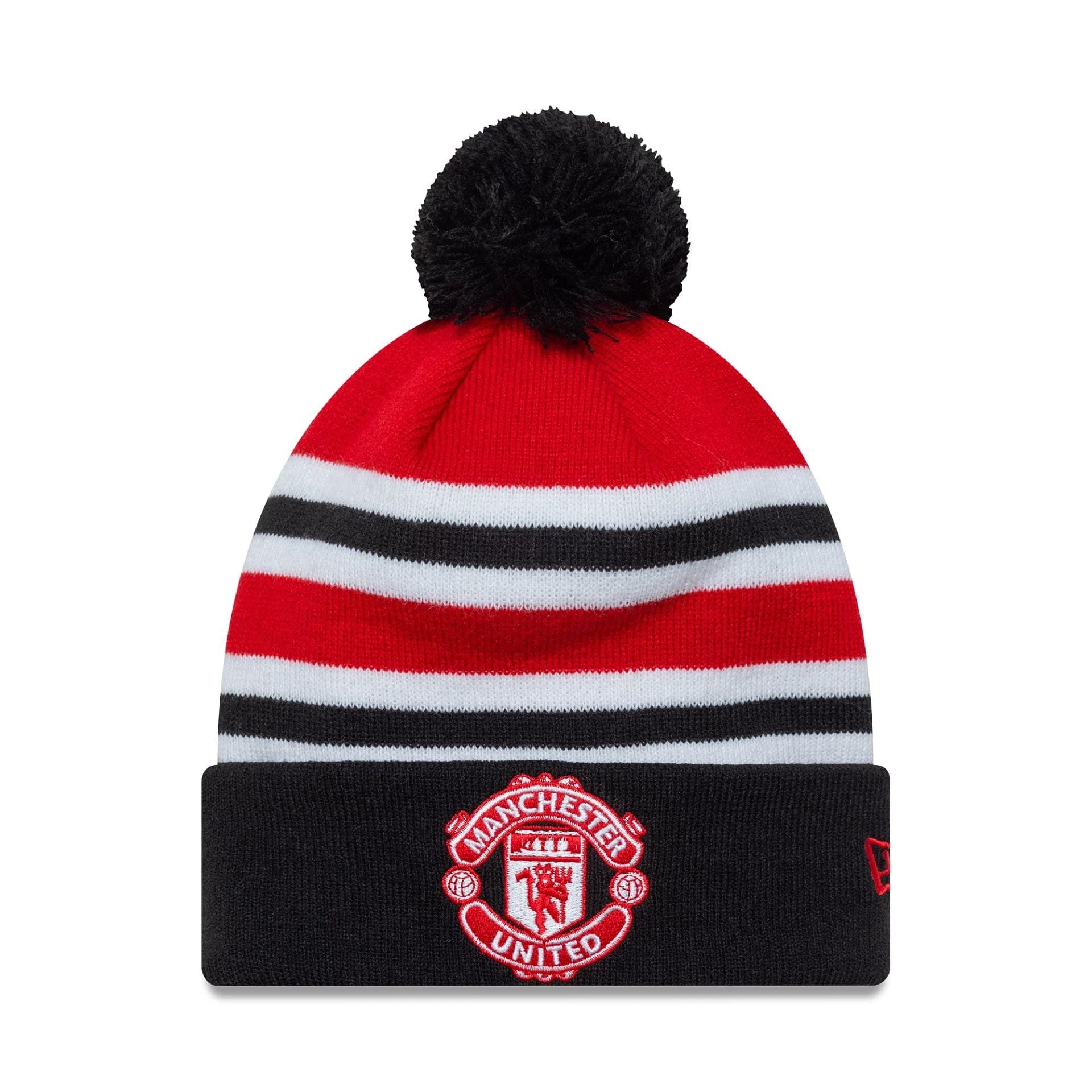 Manchester United FC Youth Bar Stripe Red Cuff Knit Beanie Hat - £25.00 