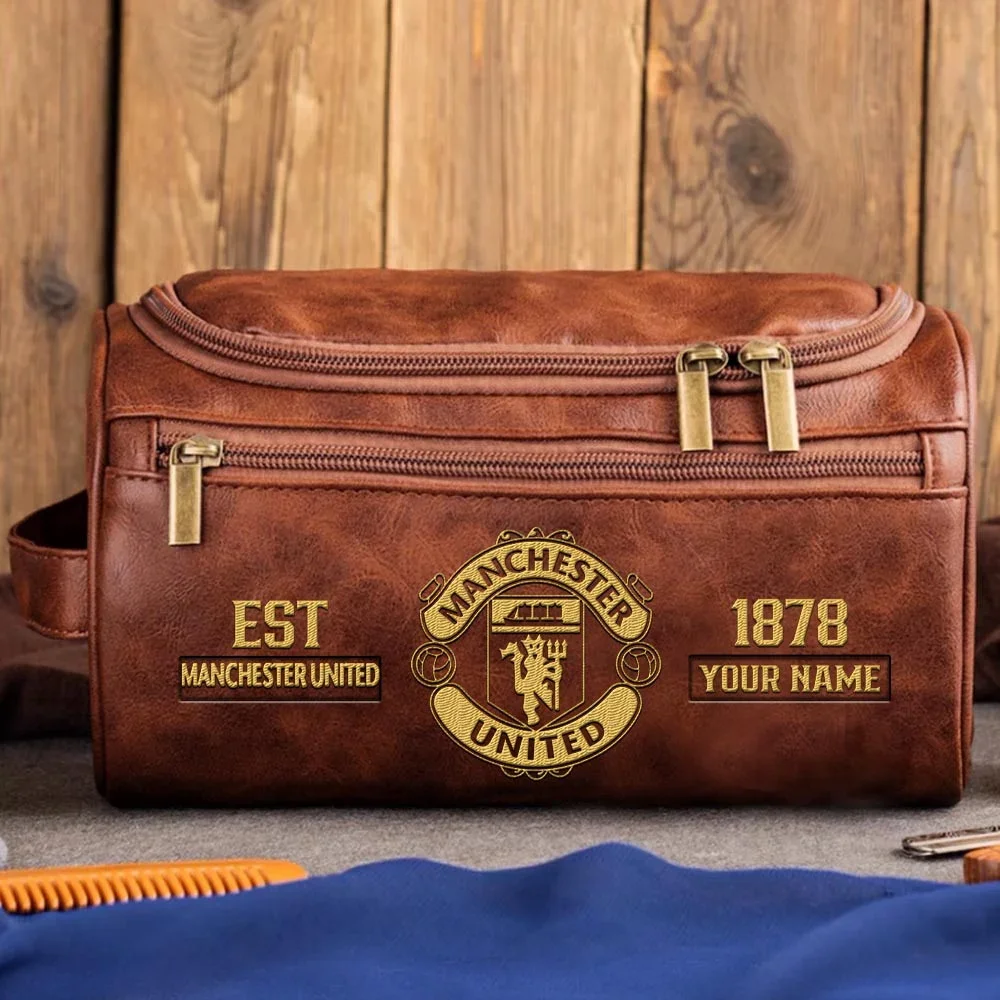 Personalised Manchester Utd Leather Men Toiletry Dopp Bags 
 £29.95 