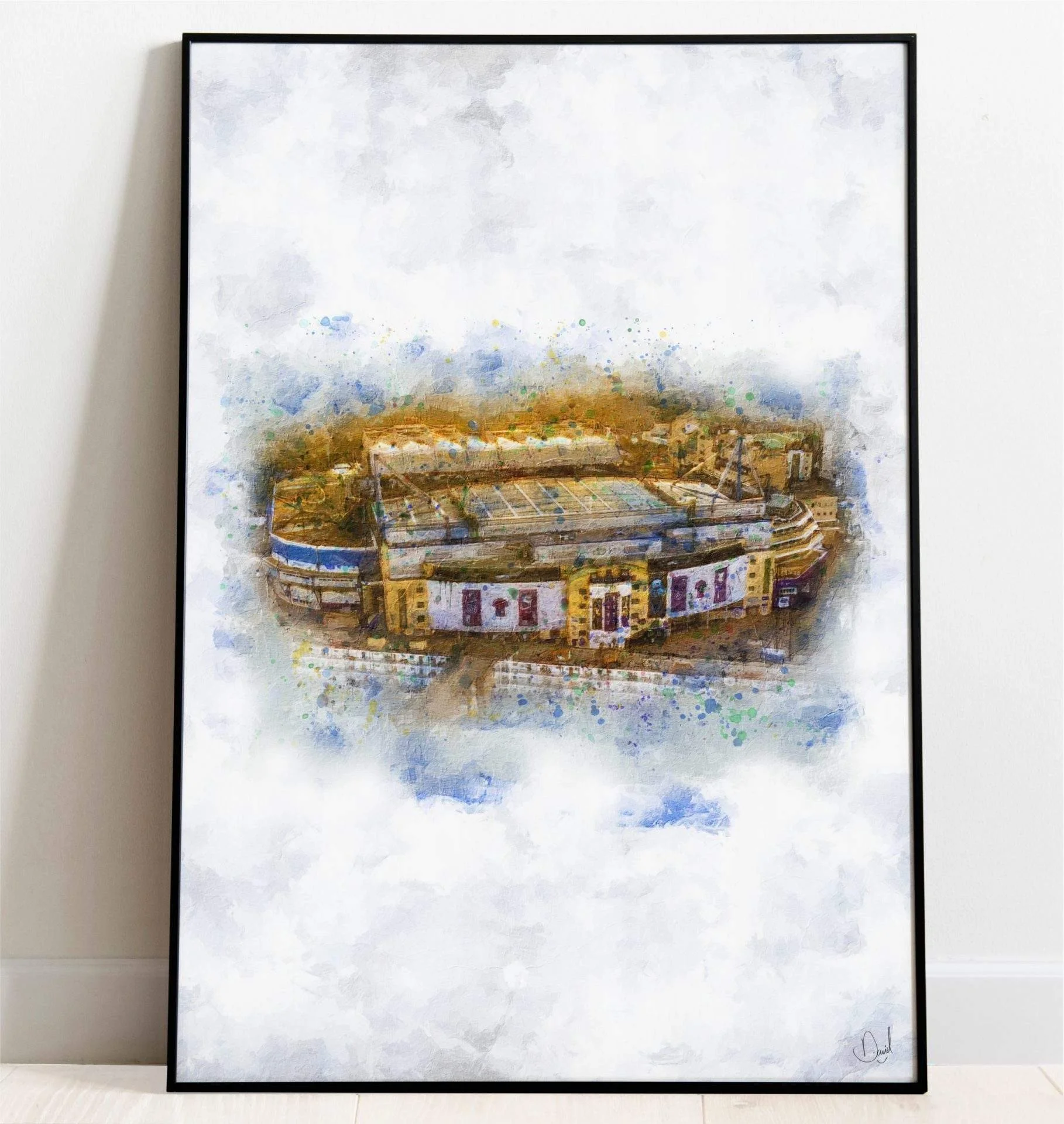 Chelsea Stamford Bridge Stadium Oil Art Print | A3 Canvas Portrait - £64.99