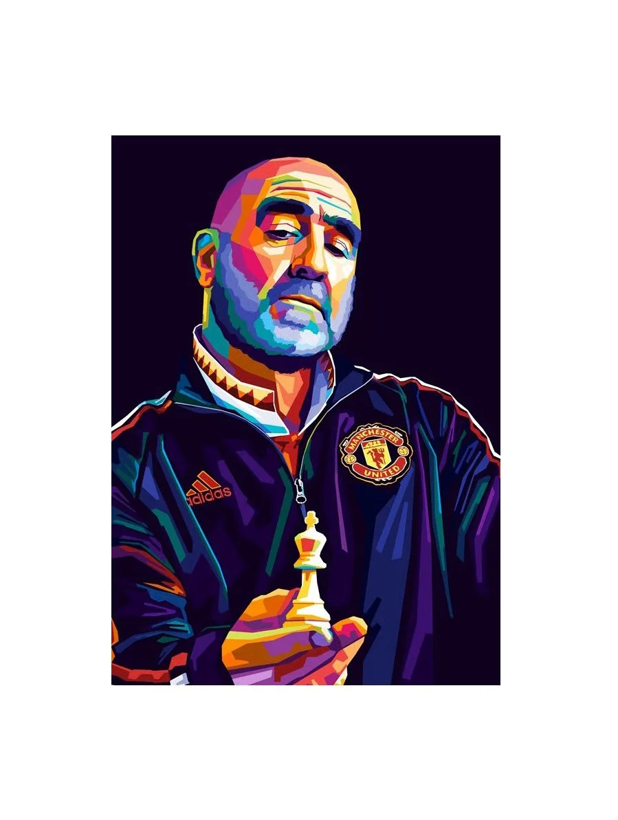 Eric Cantona Wpap Pop Art | Manchester United FC | 50cm x 70cm Framed Fine Art Print - £164.24