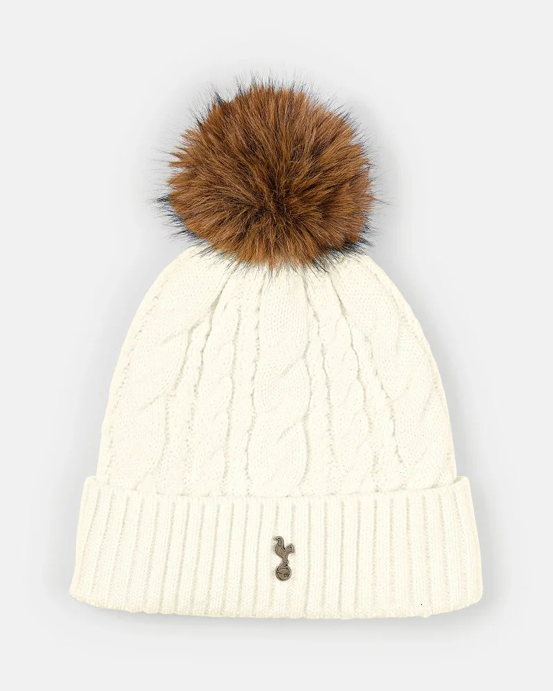 Spurs Womens Cream Pom Beanie - £17.00