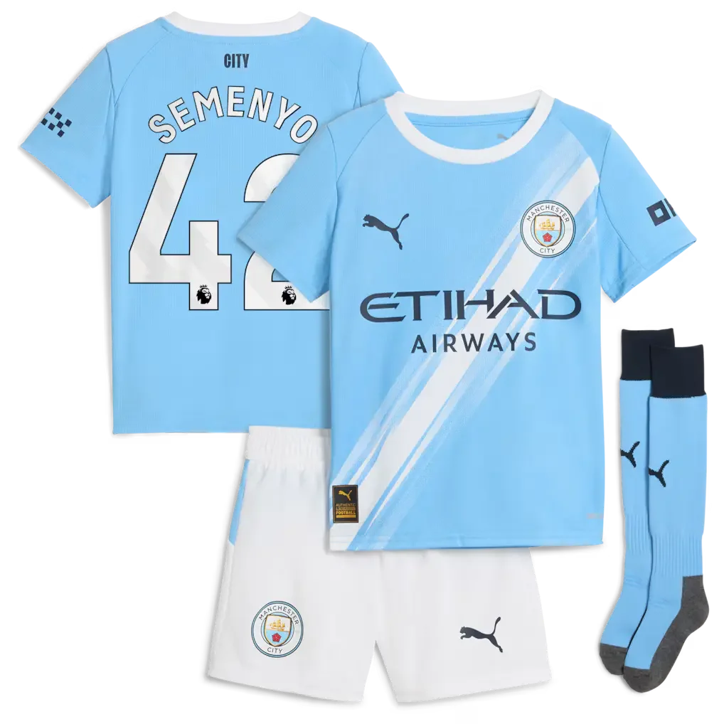 Manchester City PUMA Home Minikit 2025-26 with Semenyo 42 Printing - £75.00