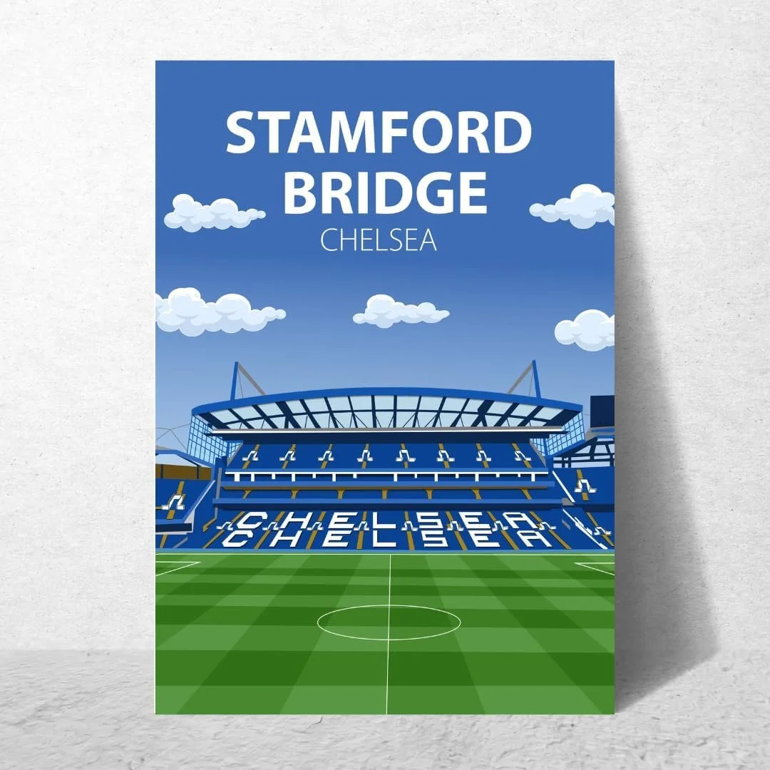 Stamford Bridge Stadium Poster, Chelsea FC Wall Art, Framed or Print Only (A4 Print Only, Unframed - £9.99