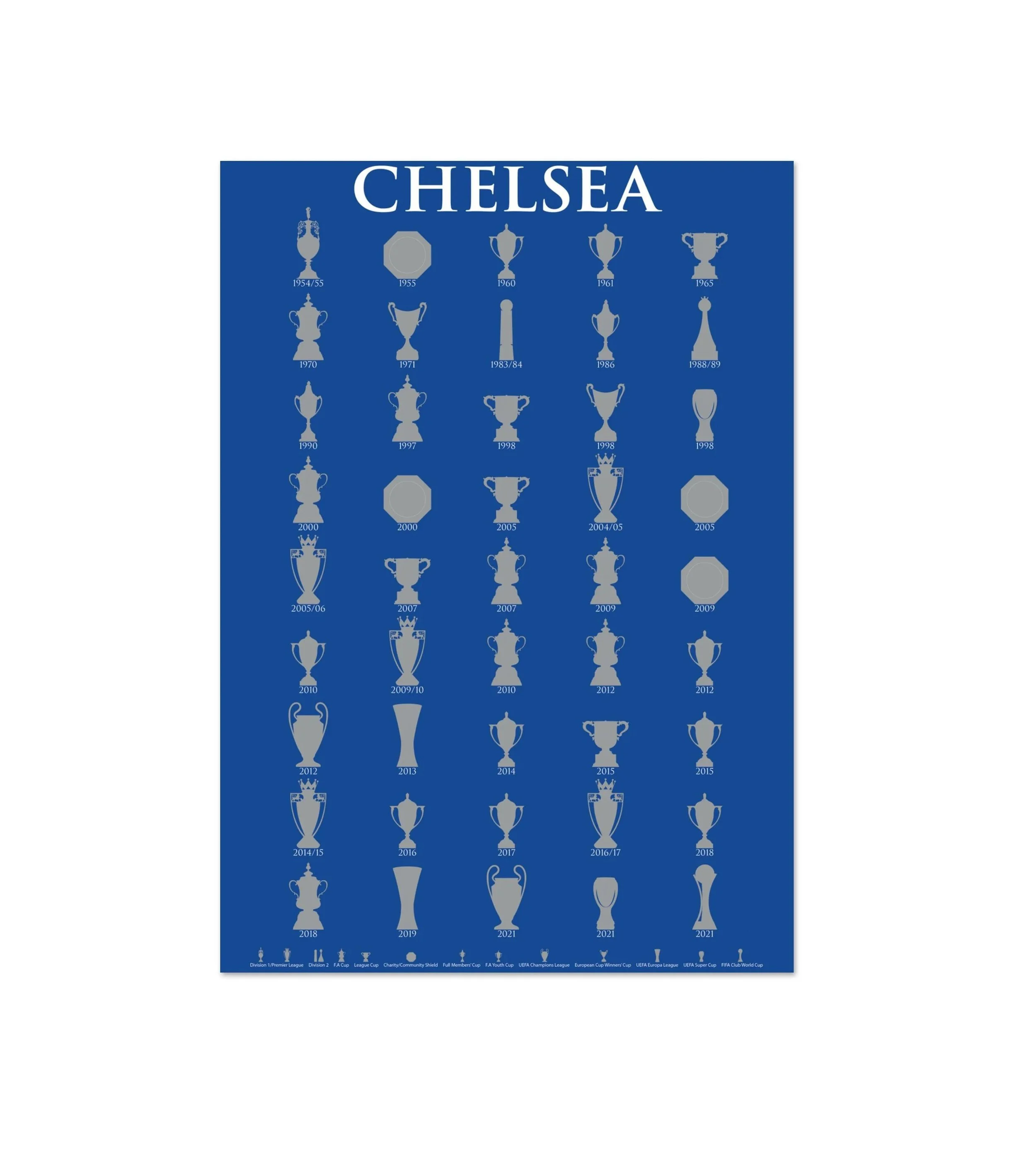 Chelsea Trophies Collection Poster - Blue A3
 £11.99 