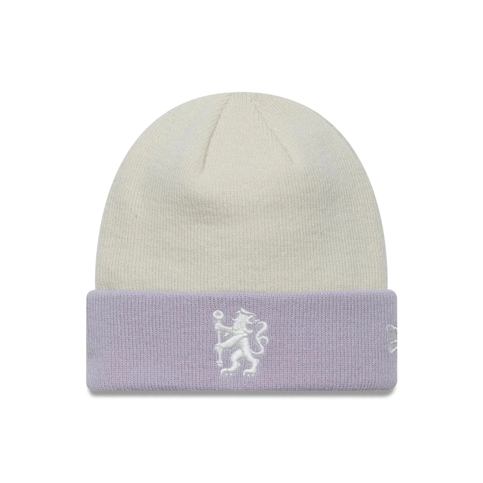 Chelsea FC Lion Crest Womens Contrast Cream Cuff Knit Beanie Hat - £26.00