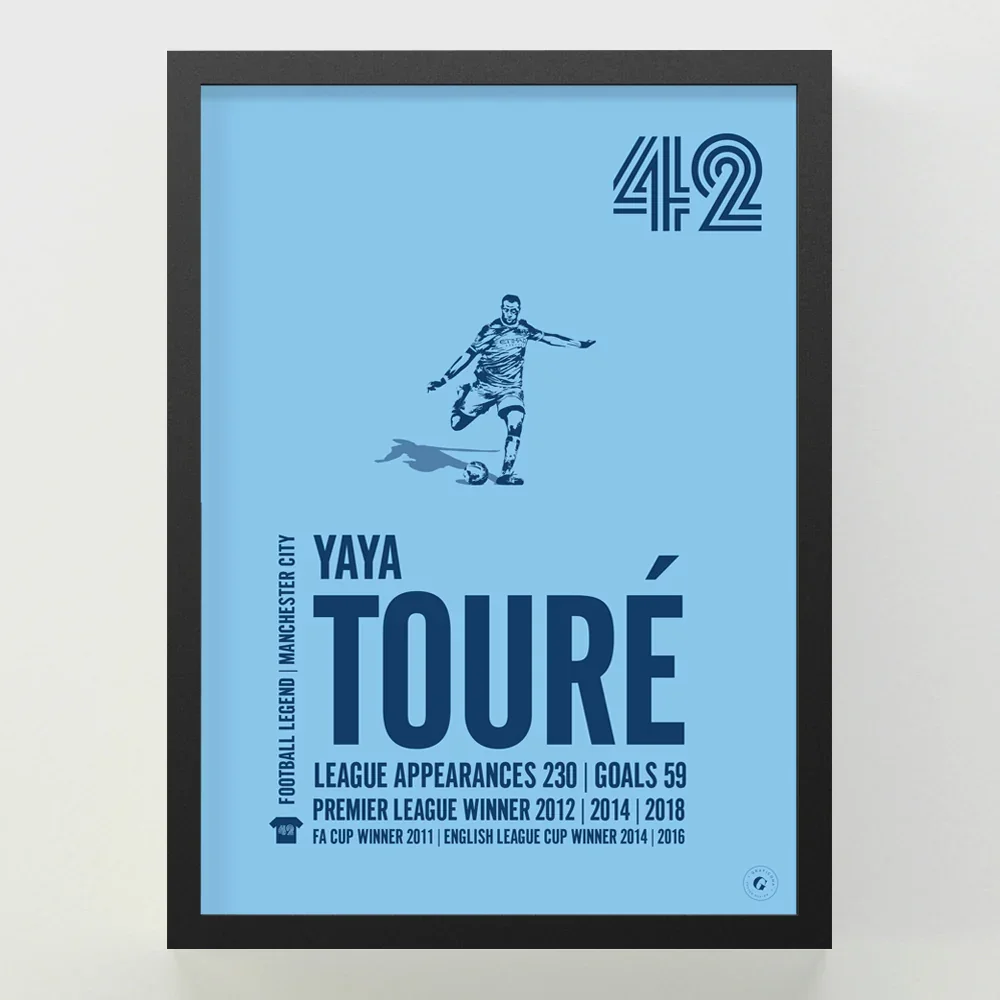 Yaya Toure Manchester City Legend Print | A4 Framed Wall Art - £44.99