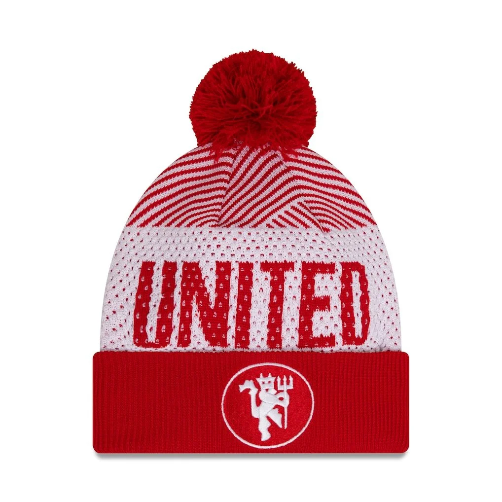 Manchester United New Era Engineered Cuff Beanie Hat | Red | Unisex - £16.80