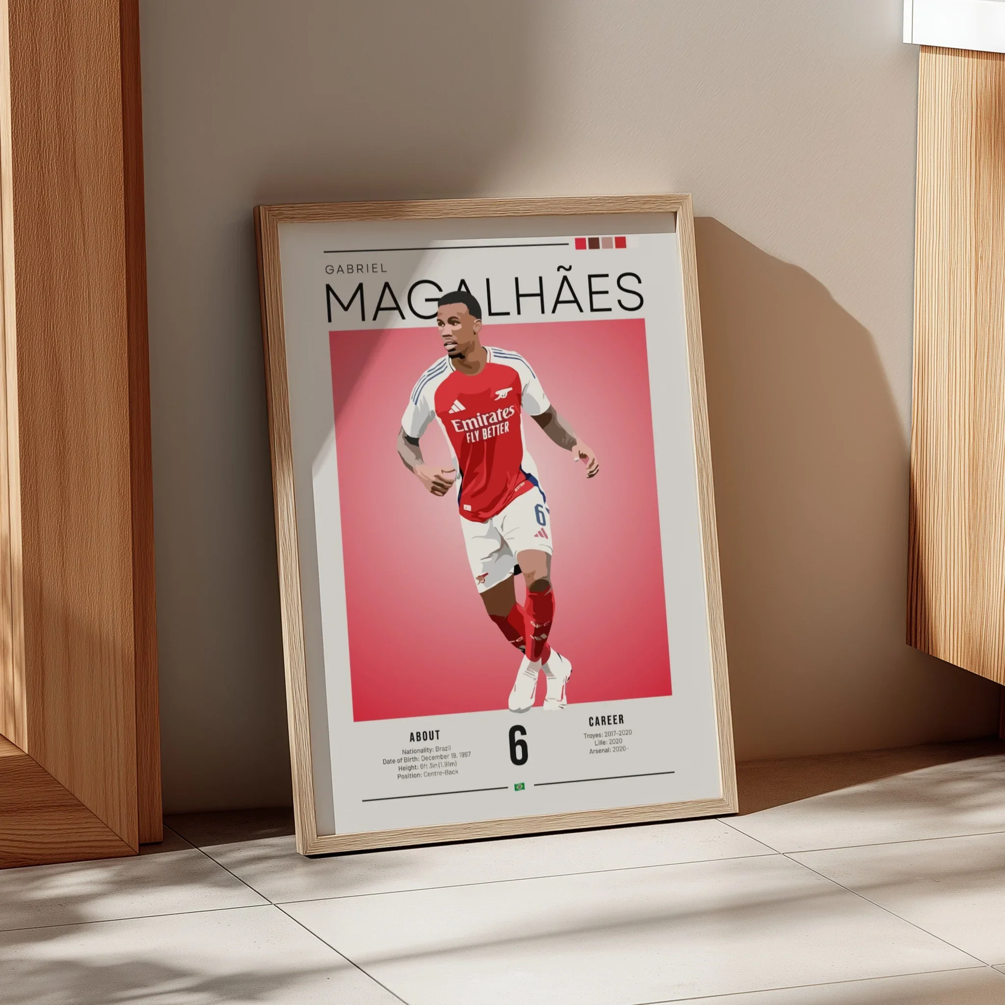 Gabriel Magalhães Arsenal Poster - Football Decor A3 Natural Oak Frame
 £46.02 