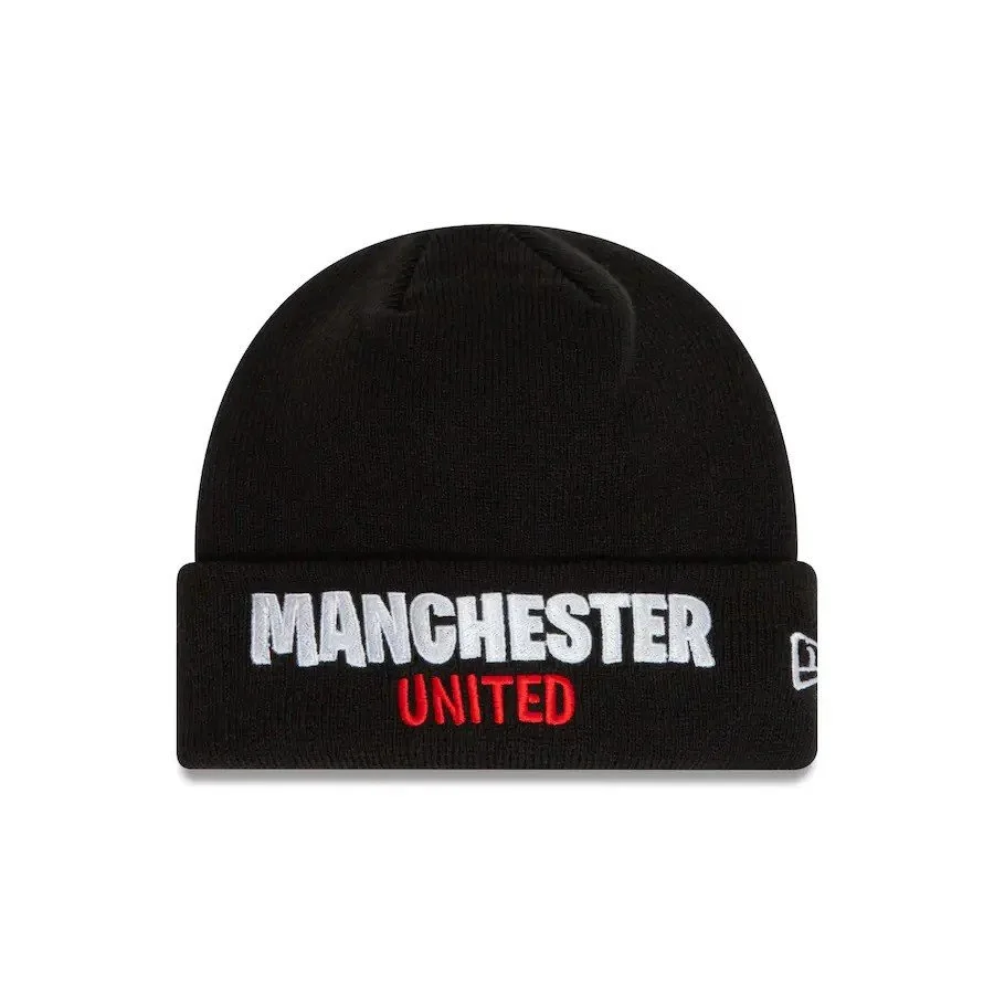 Manchester United New Era Wordmark Cuff Beanie Hat - Black - Kids - £21.00