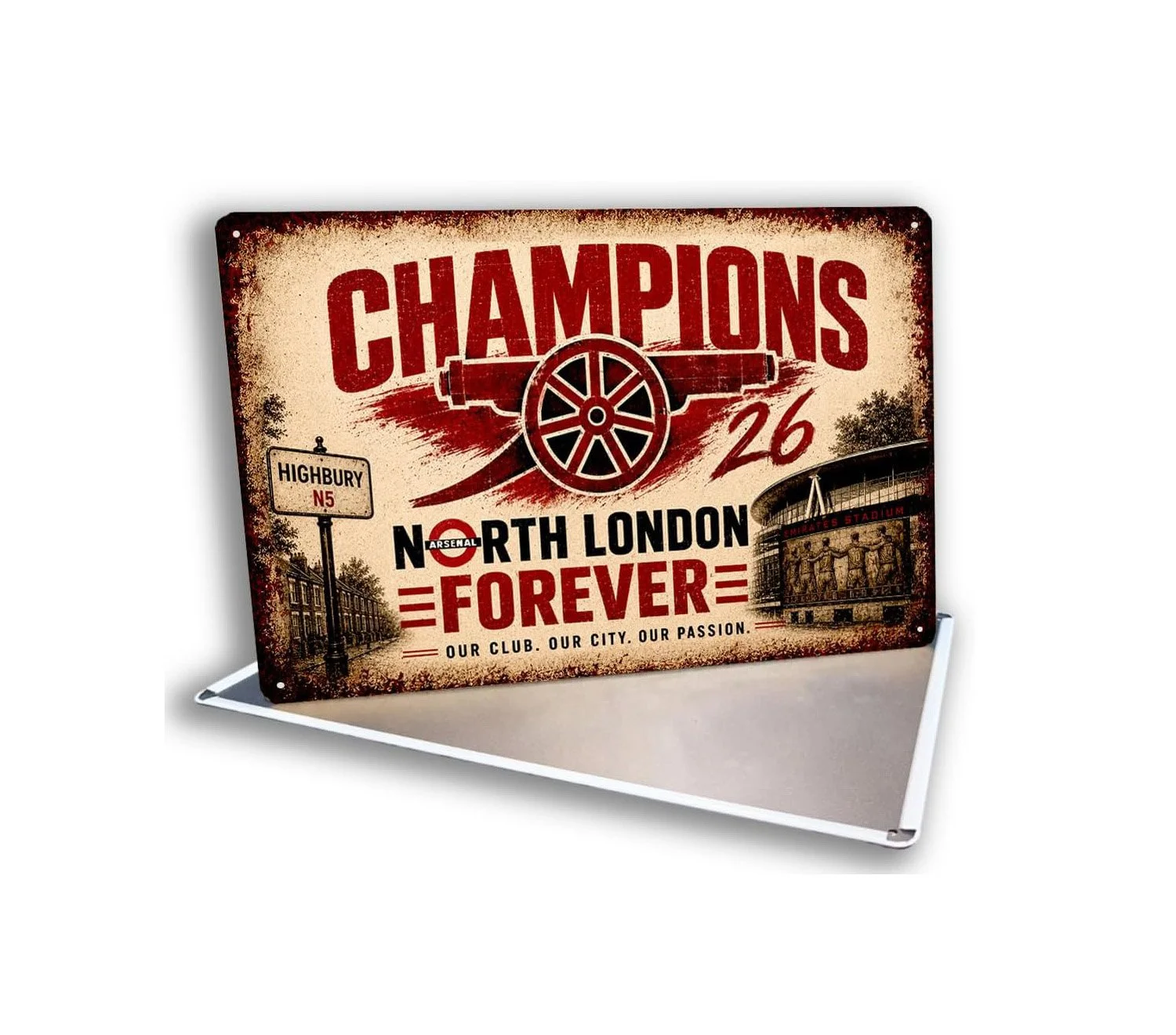 North London Forever Arsenal Champions 2026 Vintage Metal Wall Sign 30cm x 20cm
 £9.99 
