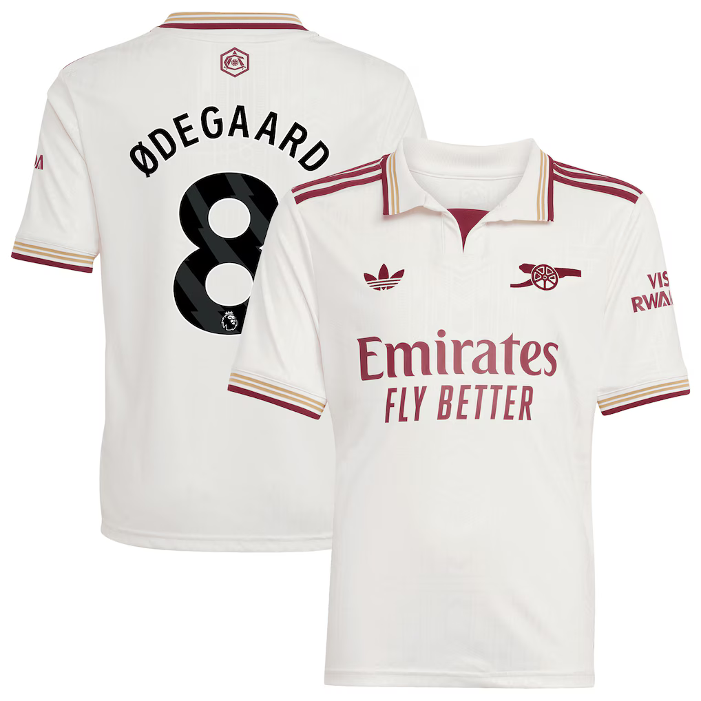 Arsenal adidas Third Shirt 2025-26 - Kids with Ødegaard 8 printing - £75.00