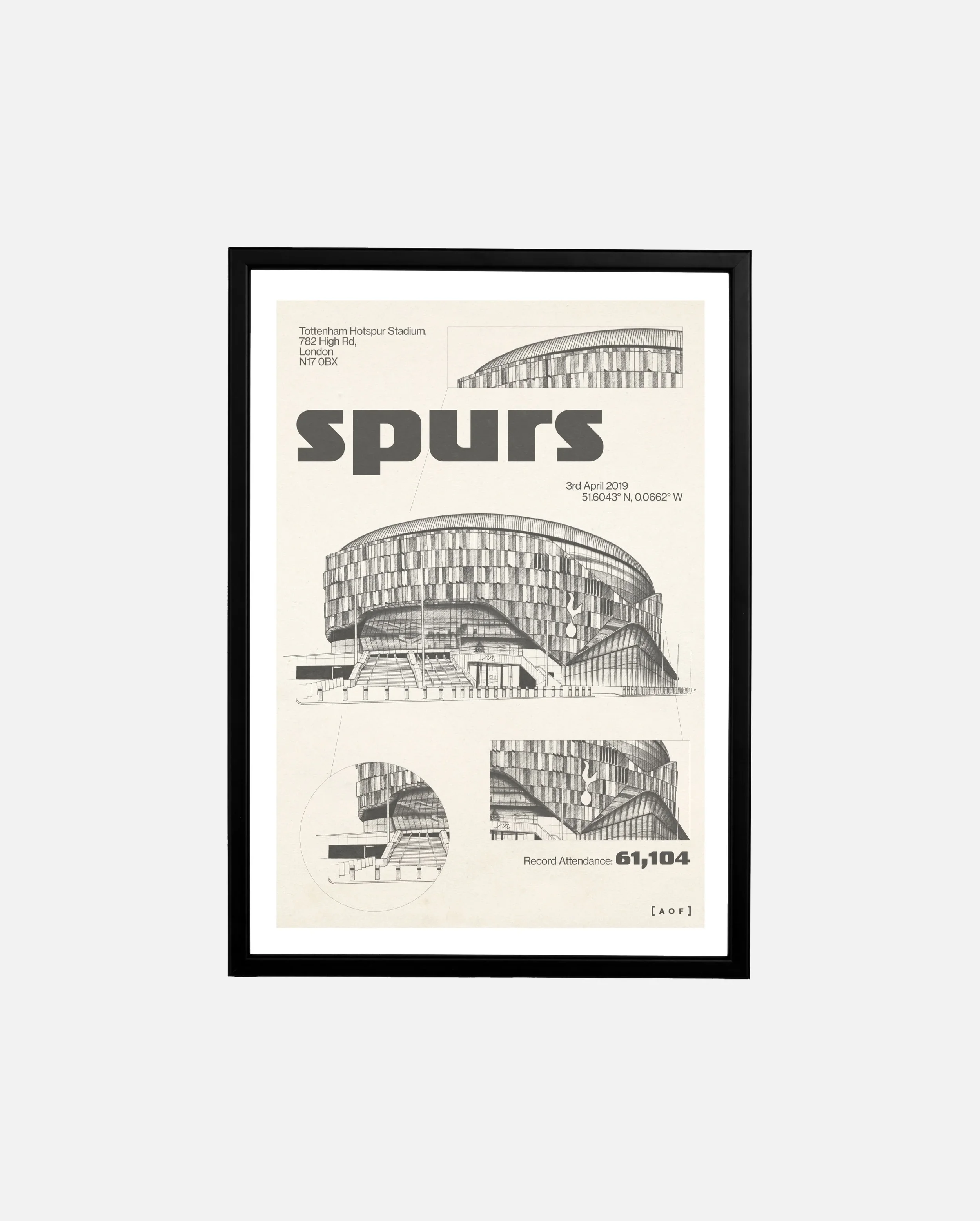 Tottenham Hotspur Stadium Blueprint Print A4 Framed
 £40.00 