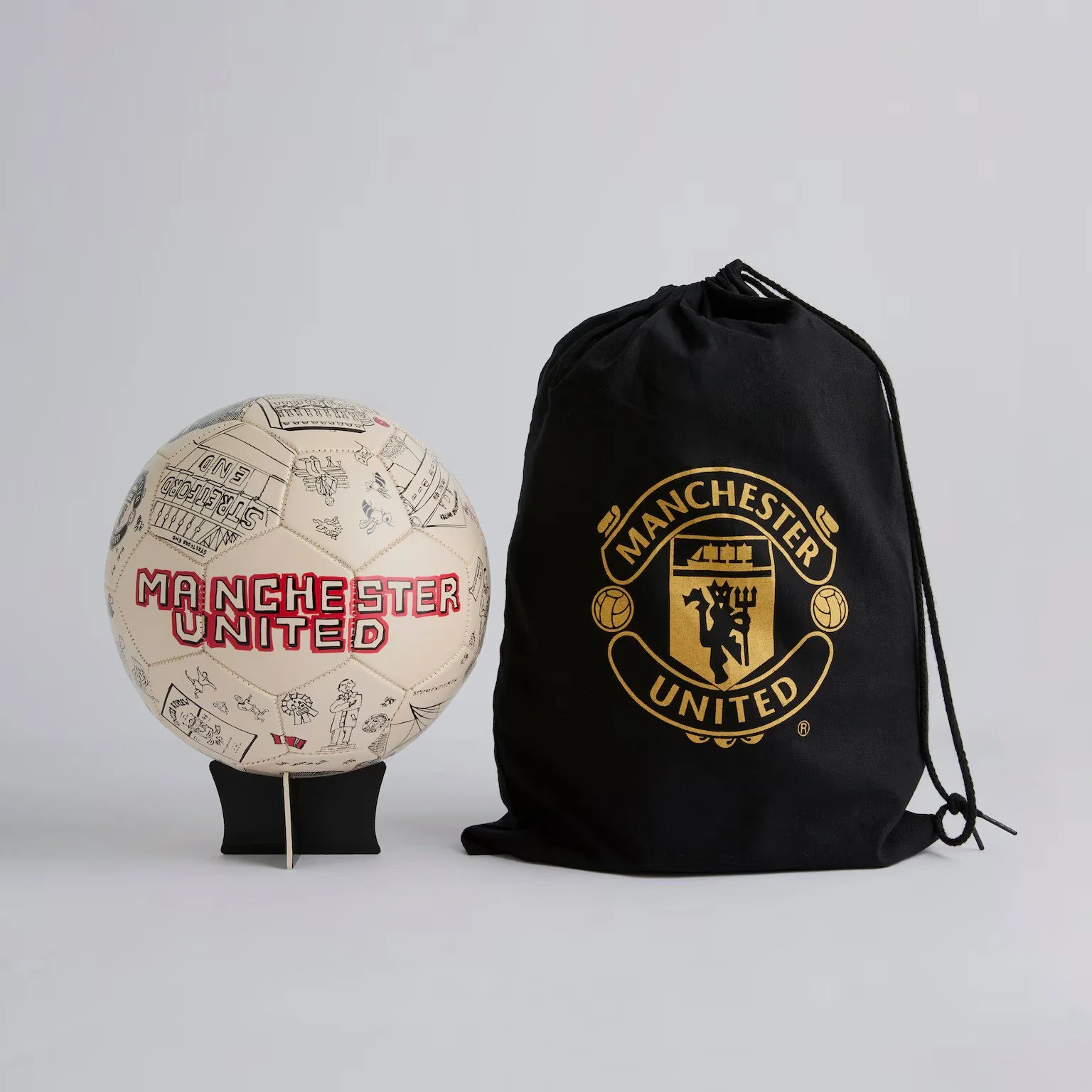 Manchester United Size 5 Illustrated Football White - £65.00