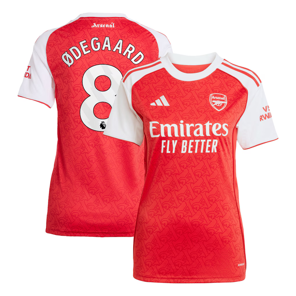 Arsenal adidas Home Shirt 2025-26 - Womens with Ødegaard 8 printing - £100.00