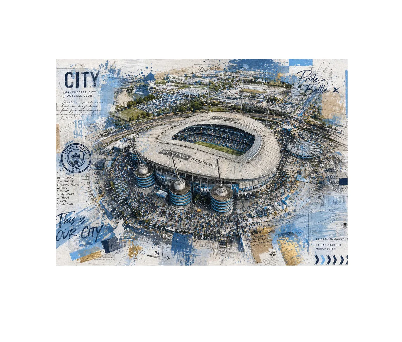Manchester Etihad Stadium – A Tribute to English Football 50cm x 70cm Framed Fine Art
 £155.83 