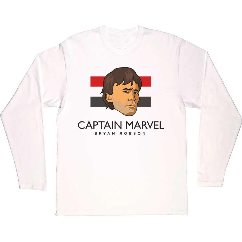 Bryan Robson "Captain Marvel" Head and Flag Large Print Long Sleeved T-Shirt - £24.99