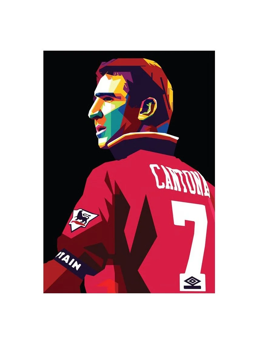 Eric Cantona Pop Art | Manchester United FC | 50cm x 70cm Canvas Wall Art Print - £81.53