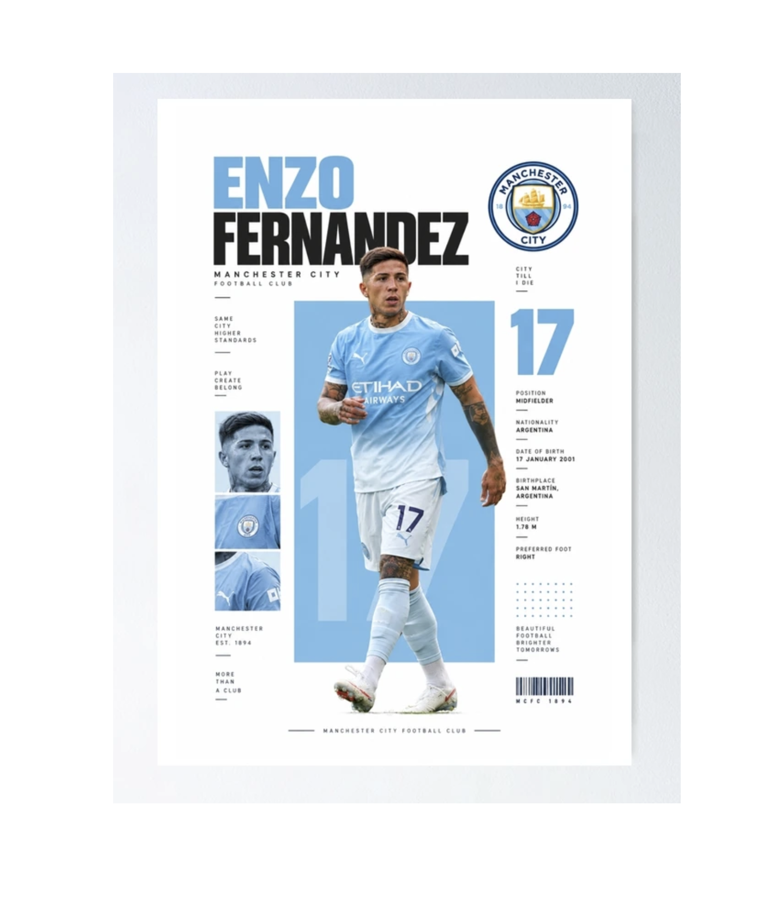 Enzo Fernandez | Man City Poster 42cm x 59.4cm Semi Gloss
 £15.25 