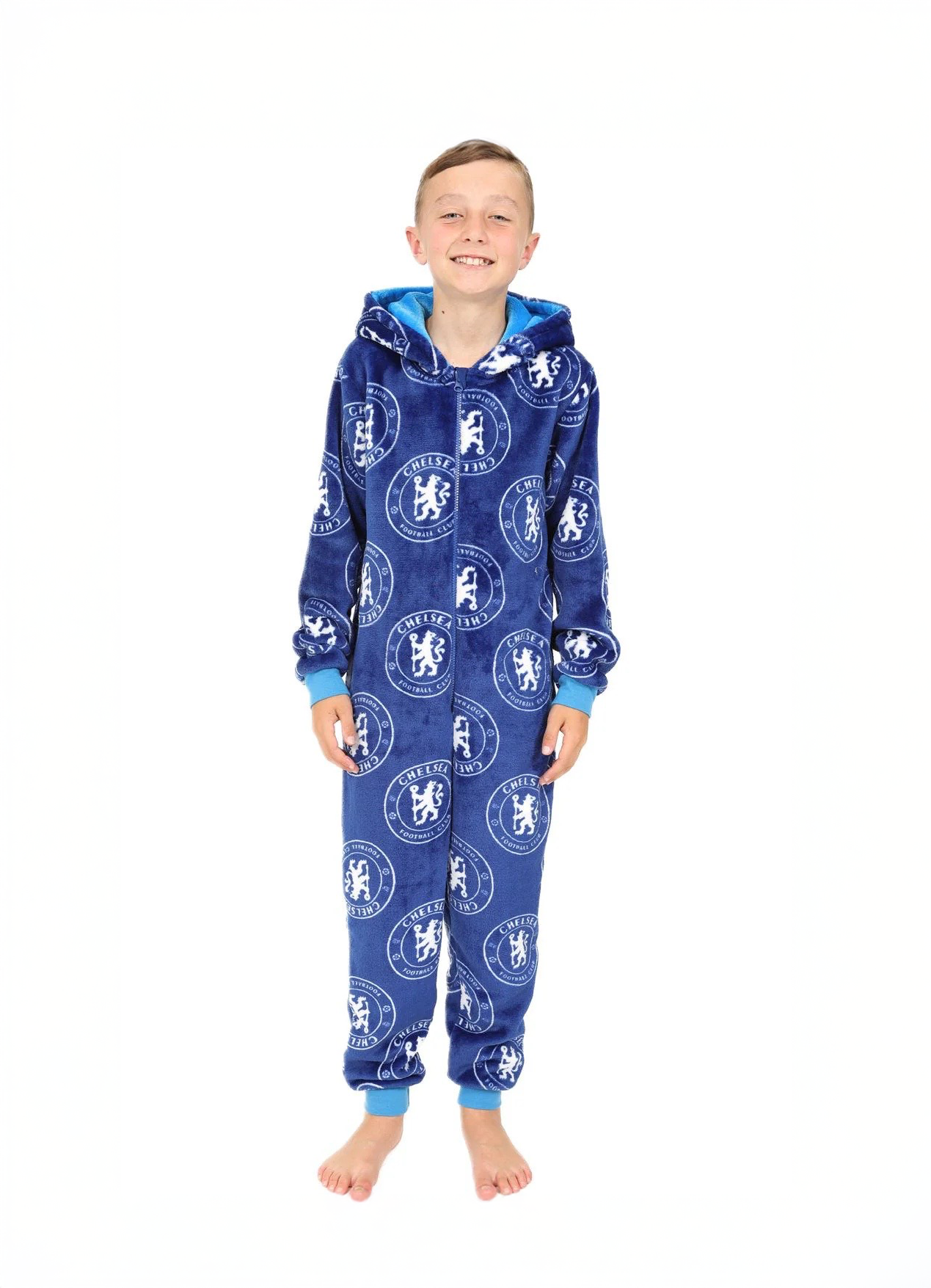Kids Chelsea Football Club Boys Fleece Sleepsuit All in One - £16.99