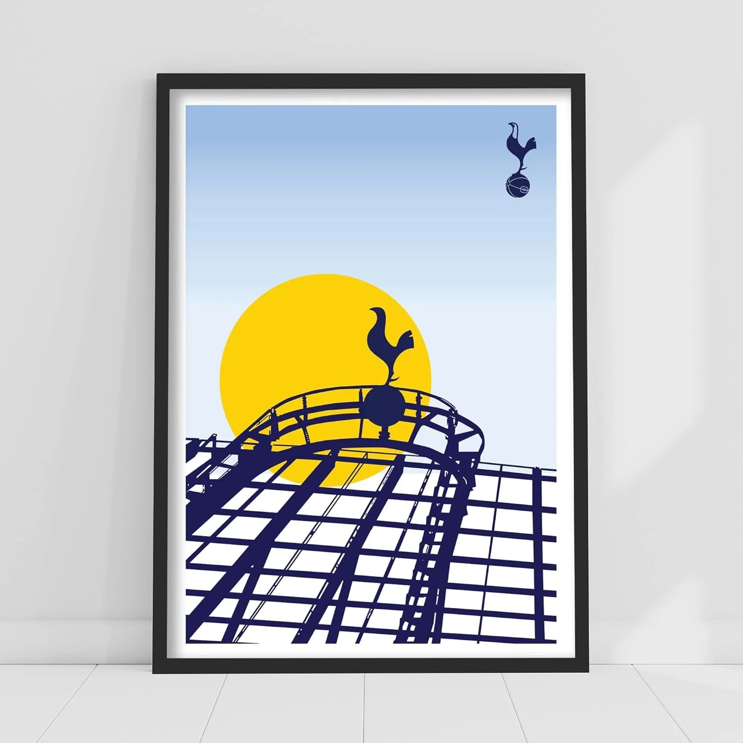 Themed Tottenham Hotspur Print - Stadium Roof With Sun Illustration | A4 Framed Art Print - £19.99