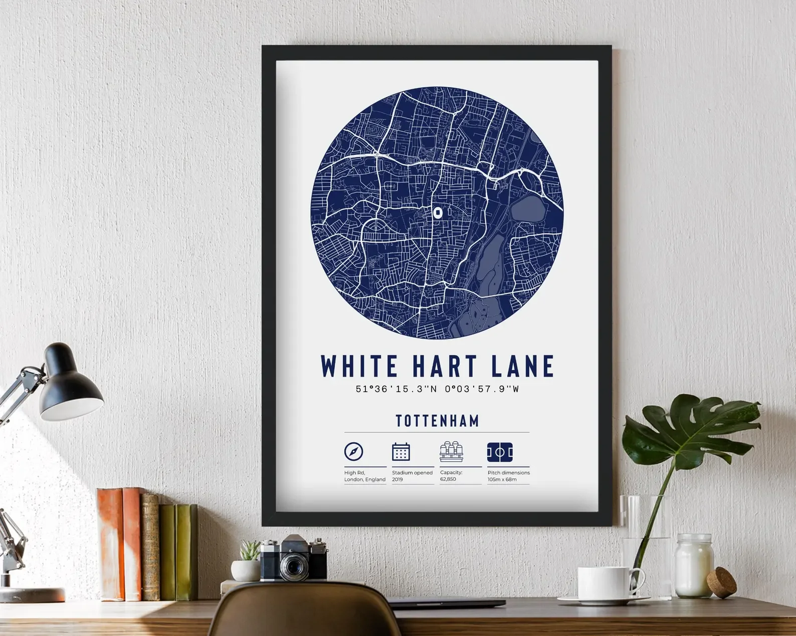 Tottenham Map | Hotspur Stadium White Hart Lane Football | A3 Framed Print - £39.99