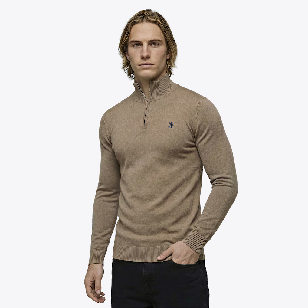 Chelsea 1/4 Zip Jumper - Fawn - Mens - £50.00