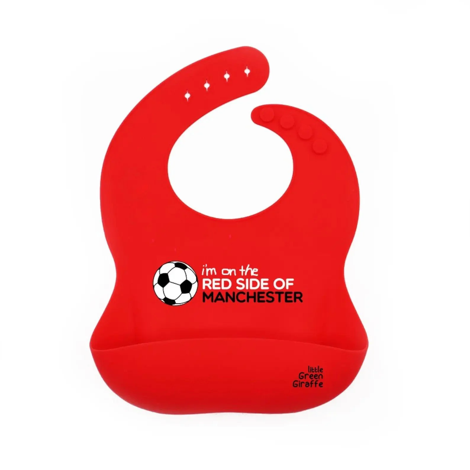 'I'm on the Red side of Manchester' Manchester United Silicone Baby Bib - £8.99