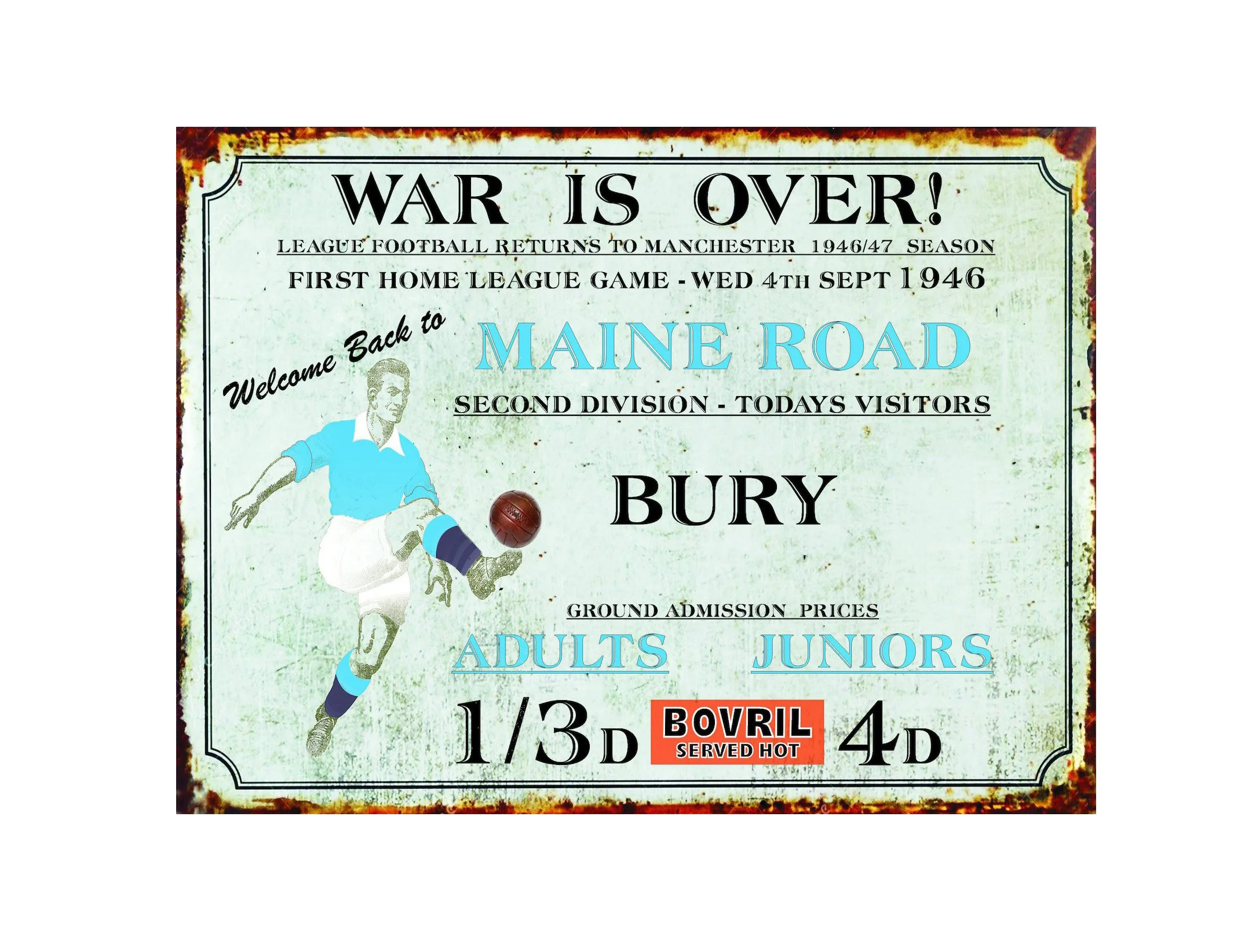Manchester City FC Maine Road Print Poster Vintage Retro Print - £15.99 