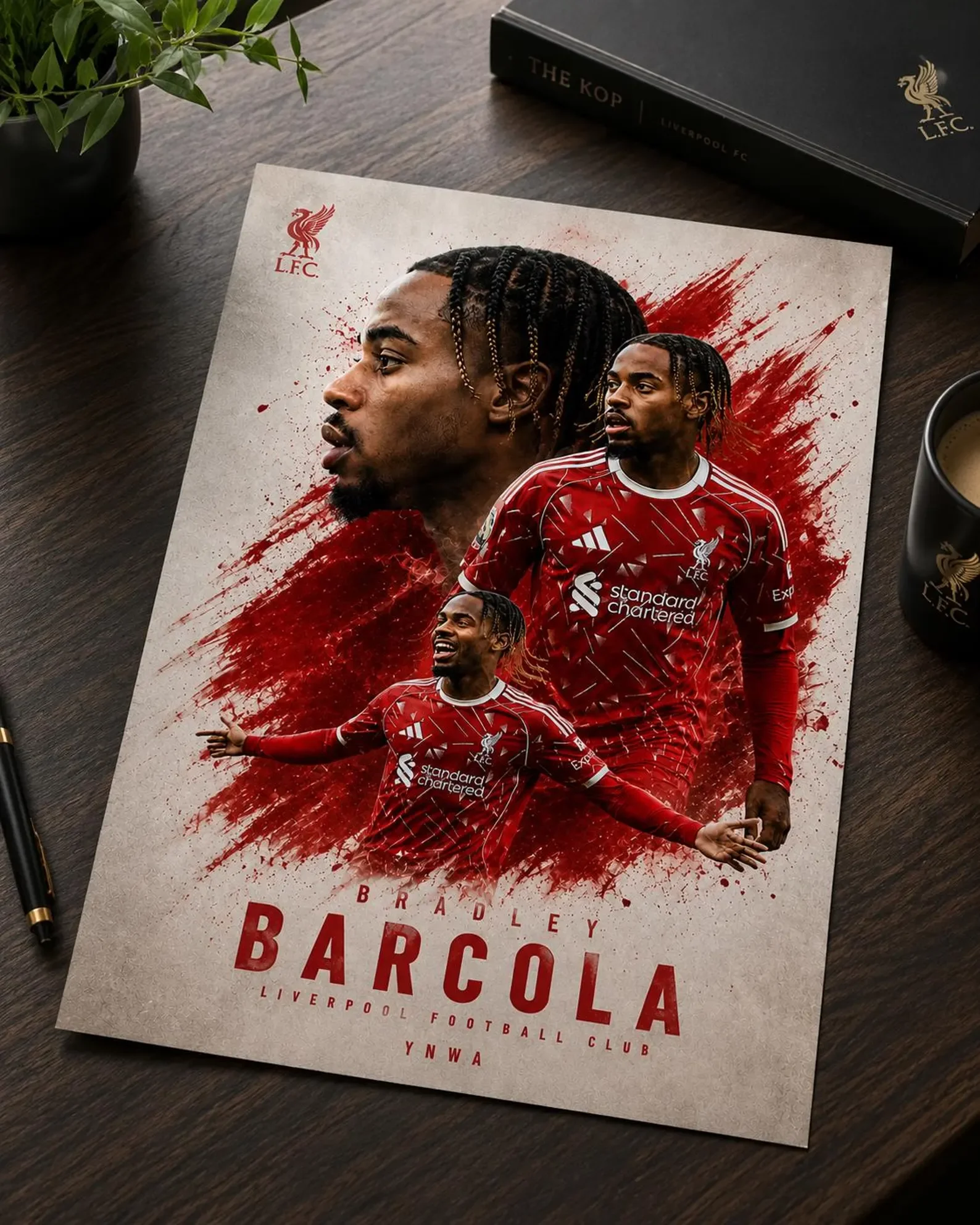 Bradley Barcola Liverpool Football club Art Print A3 Framed
 £65.99 