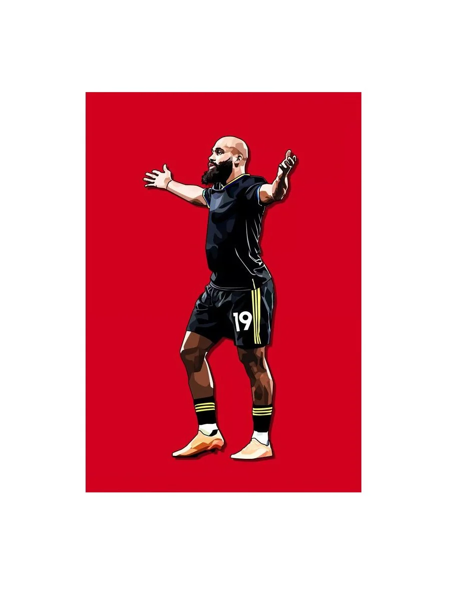 Bryan Mbeumo Celebration Vector Art | Manchester United FC | 30cm x 40cm Canvas Wall Art Print - £57.05