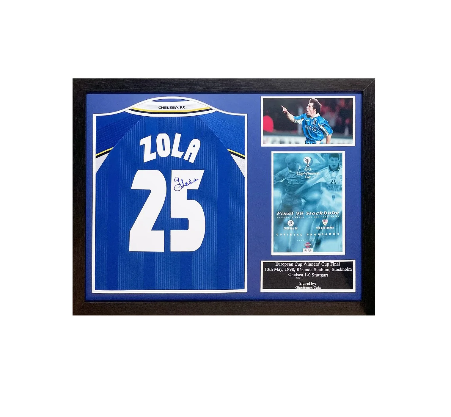 Gianfranco Zola signed 1998 ECWC Final shirt - Framed
 £300.00 