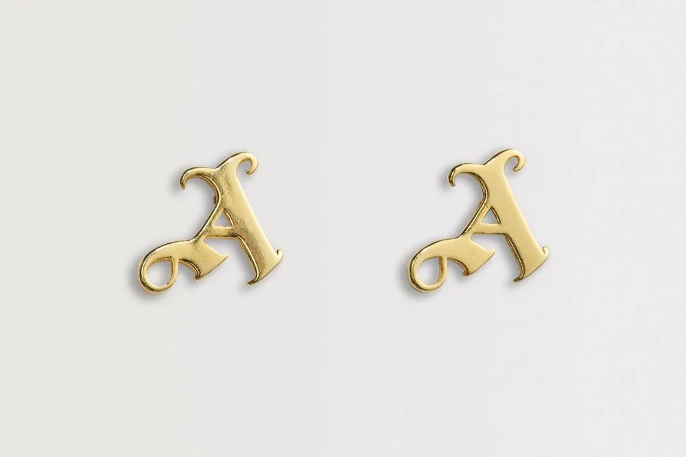 Arsenal Gothic A Gold Plated Earrings - £50.00