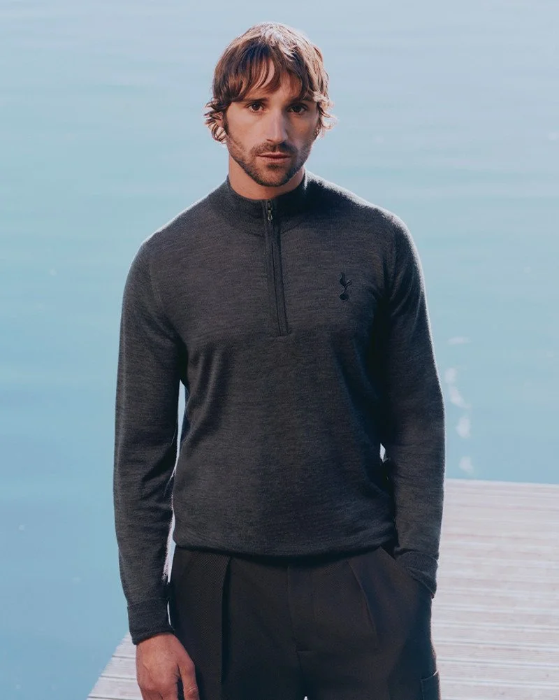 Spurs X John Smedley Mens Grey 1/4 Zip Jumper - £275.00