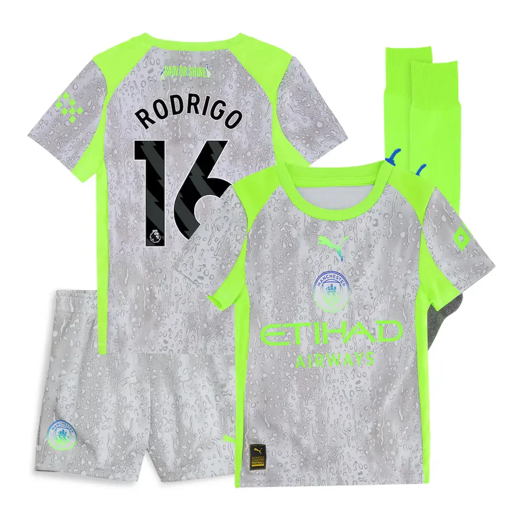 Manchester City PUMA Third Minikit 2025-26 with Rodrigo 16 Printing - £75.00