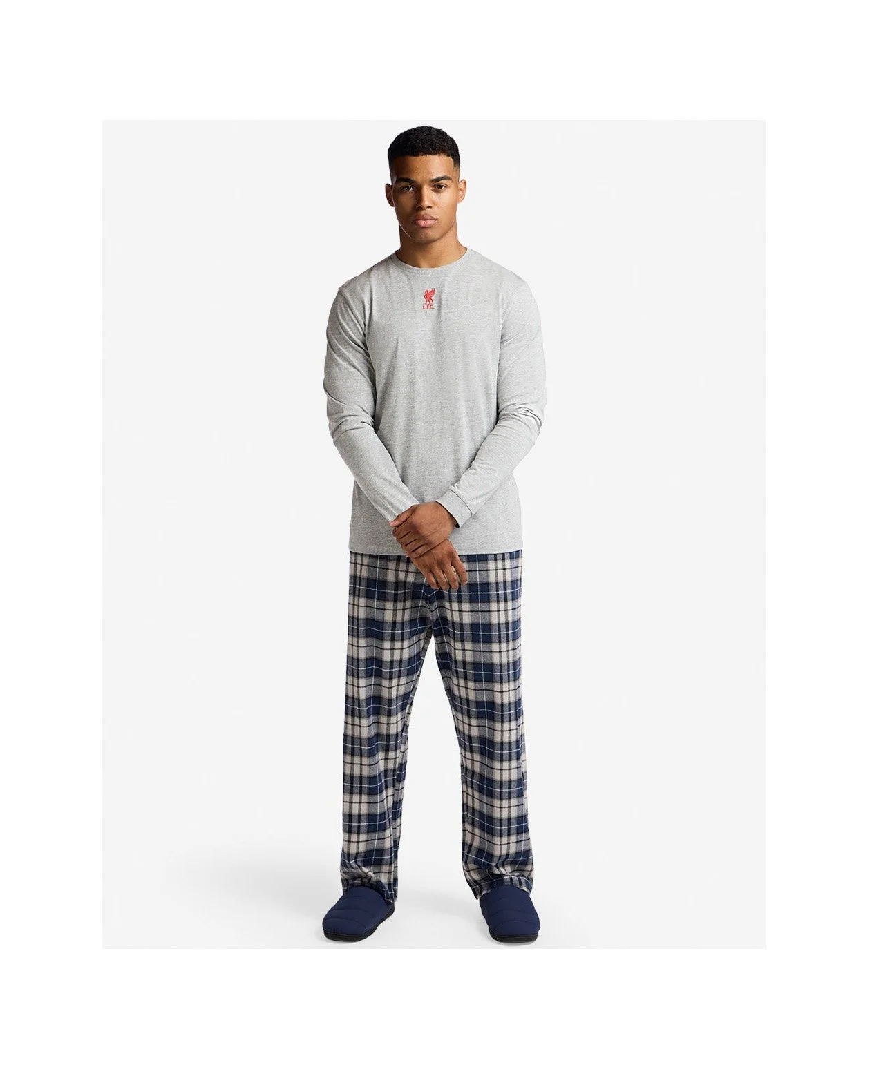 LFC Mens Long Check Pyjama Set Grey - £32.00