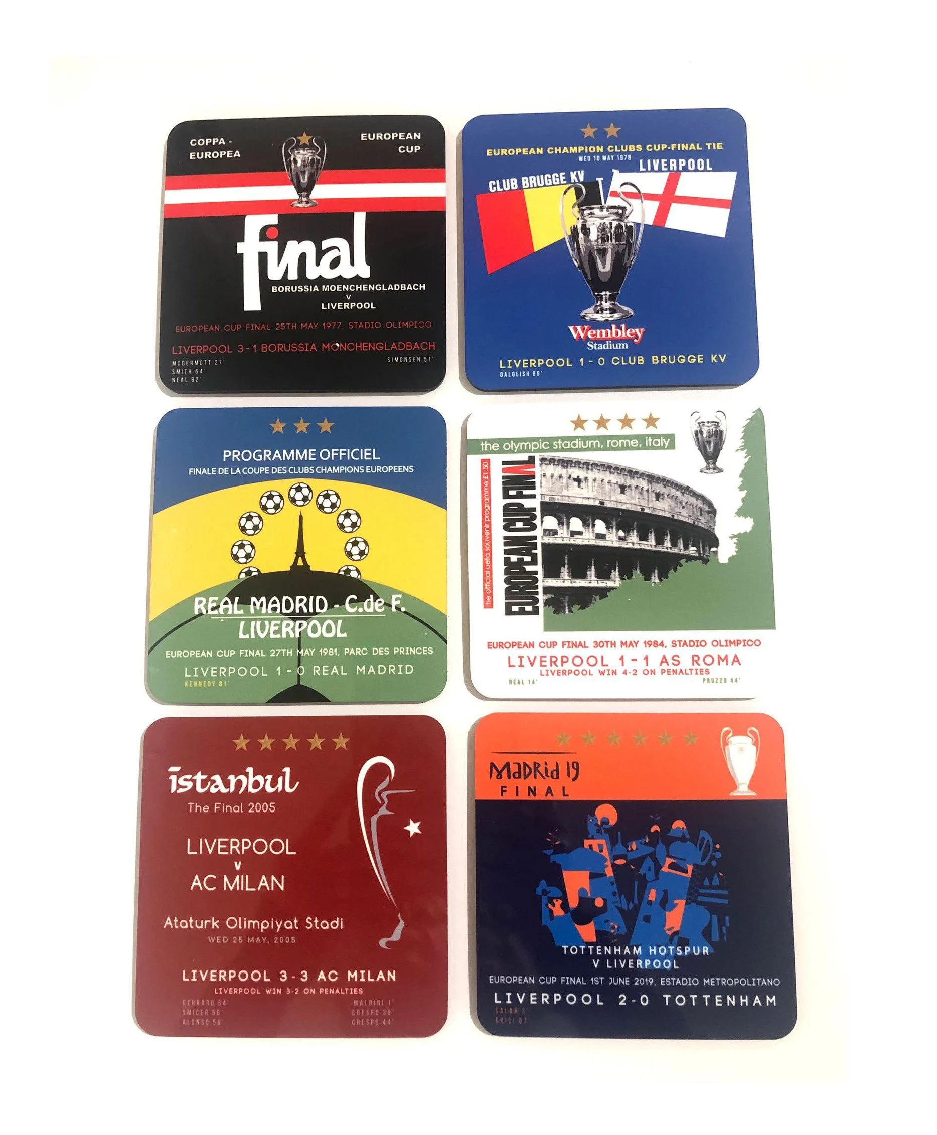 Set Of 6 Liverpool European Champions Coasters - £23.70