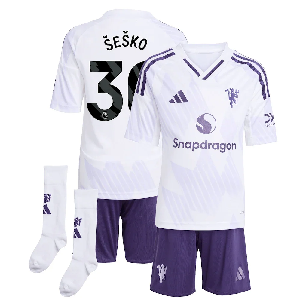 Manchester United adidas Away Minikit 2025-26 | Šeško - £33.75