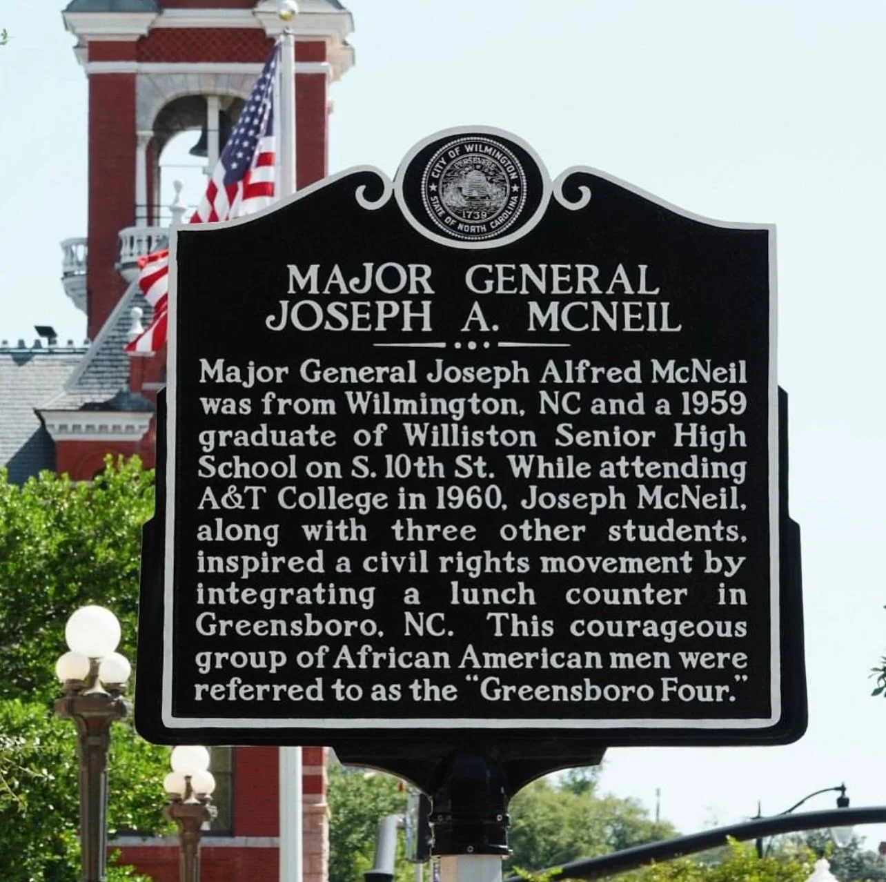 Thank God for Major General&hellip; A man who had the courage to sit when others only stood by. His quiet strength gives me the courage to stand tall today and carry forward his legacy of making a positive difference.

#wilmingtonnc #josephmcneil