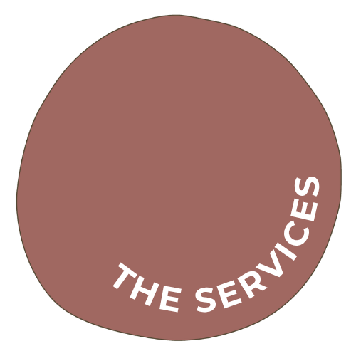 Brown circular badge with the words 'THE SERVICES' written along the bottom curve.