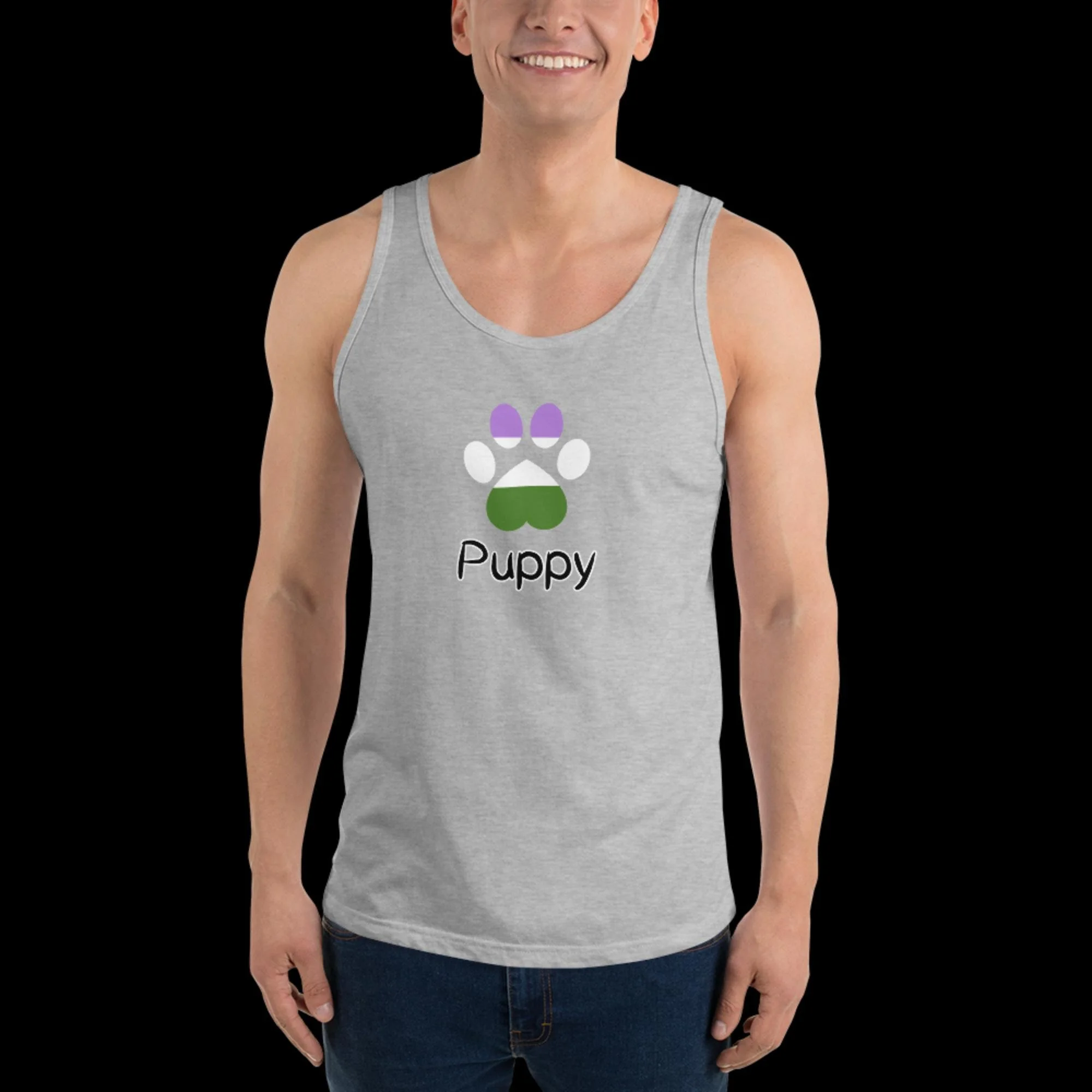 Playful Puppy Tank Top - Genderqueer Pride