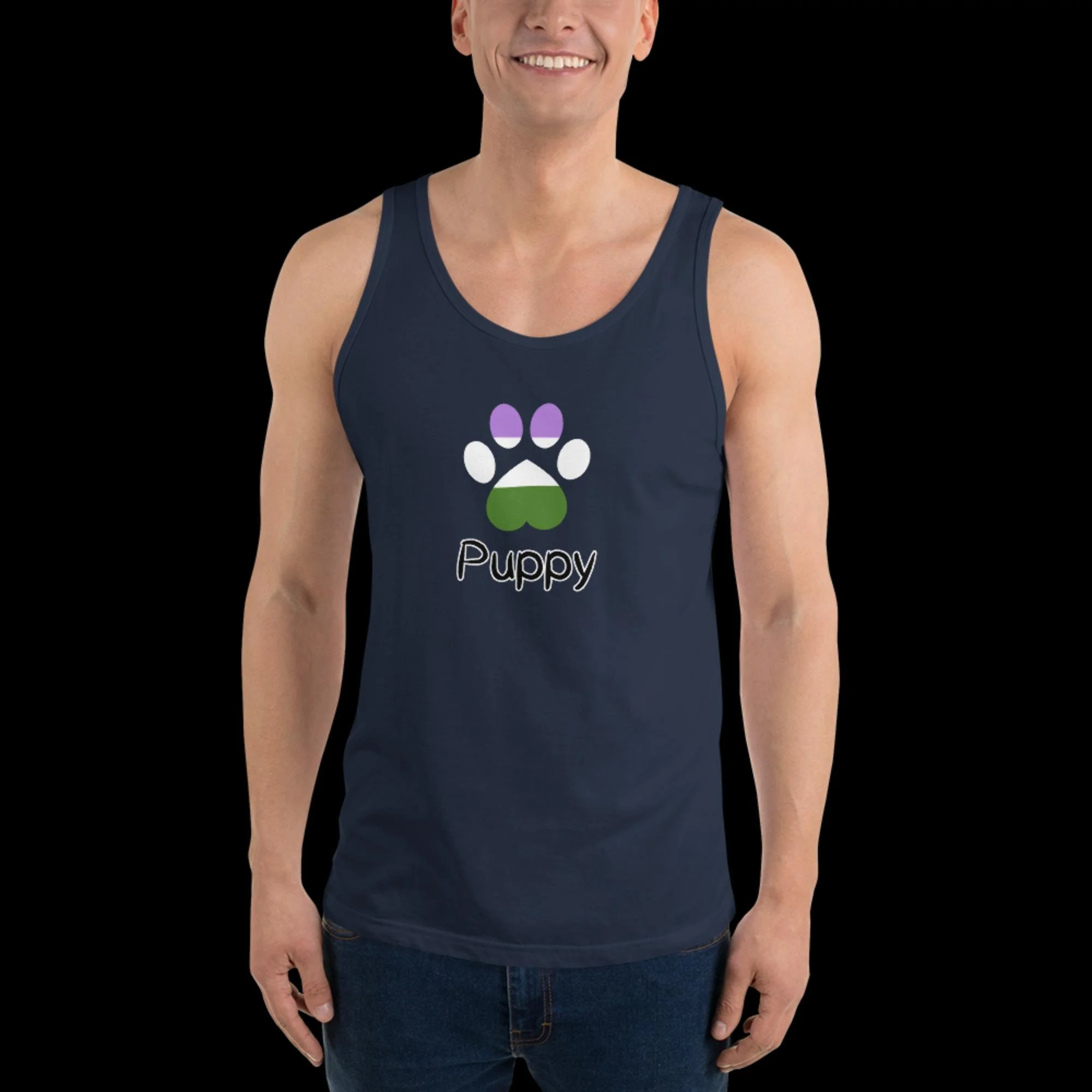 Playful Puppy Tank Top - Genderqueer Pride