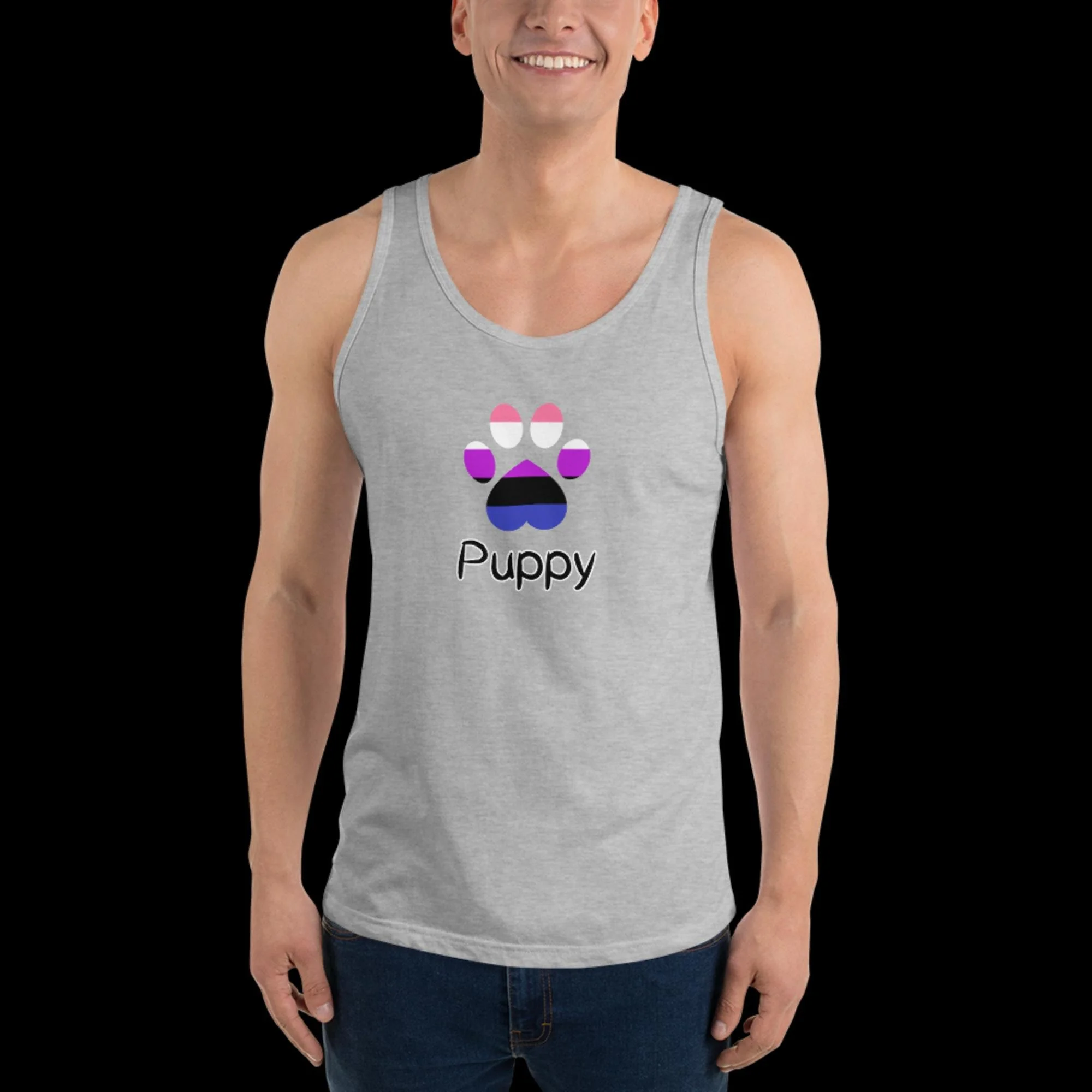 Playful Puppy Tank Top - Genderfluid Pride