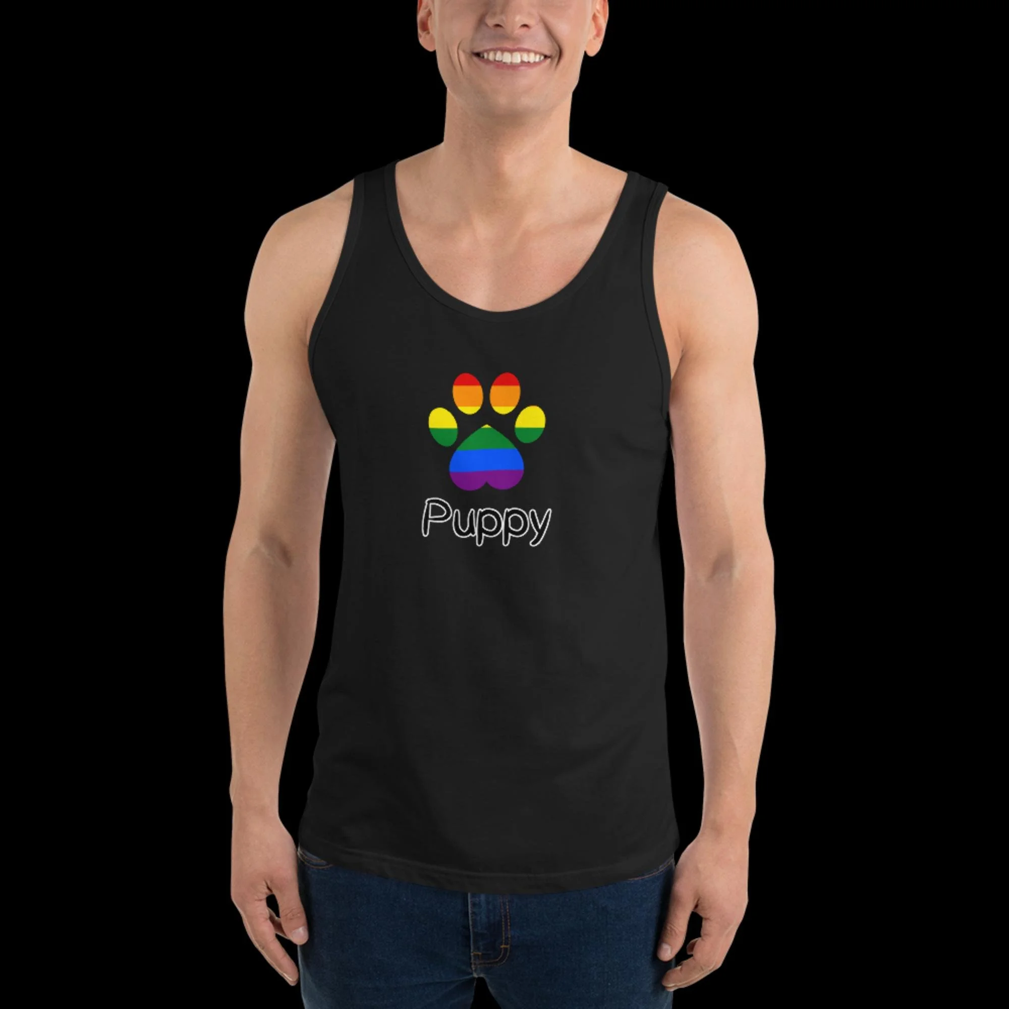 Playful Puppy Tank Top - Traditional Rainbow Pride