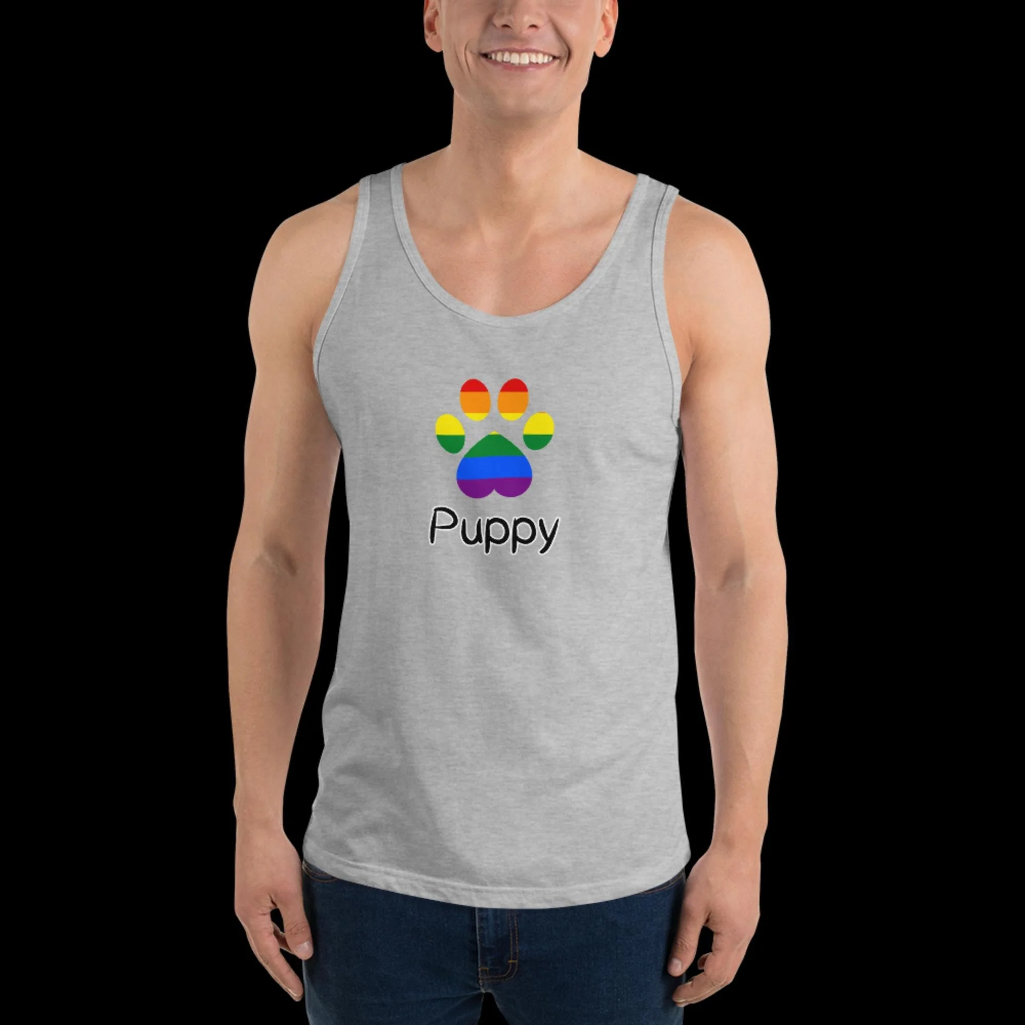 Playful Puppy Tank Top - Traditional Rainbow Pride