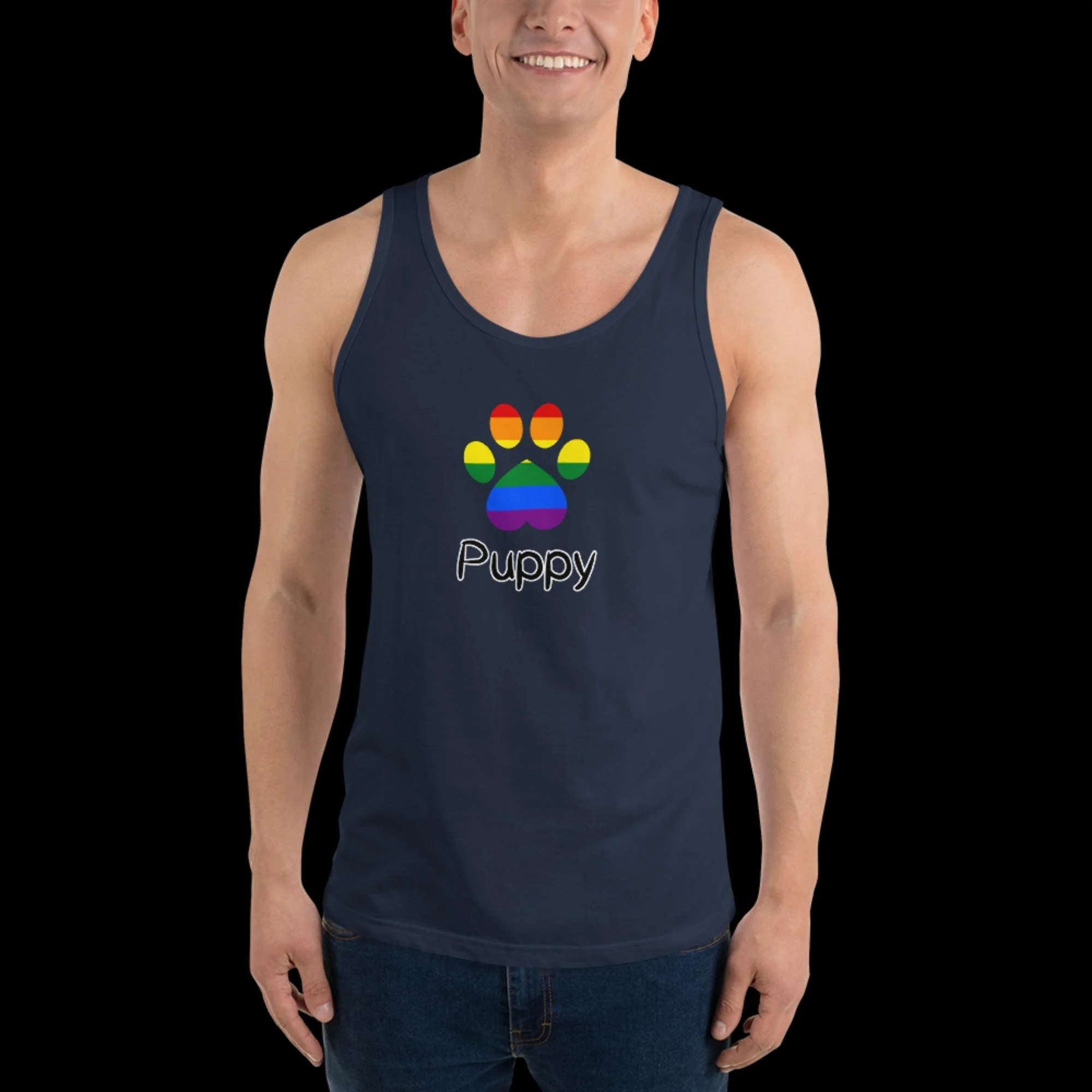 Playful Puppy Tank Top - Traditional Rainbow Pride