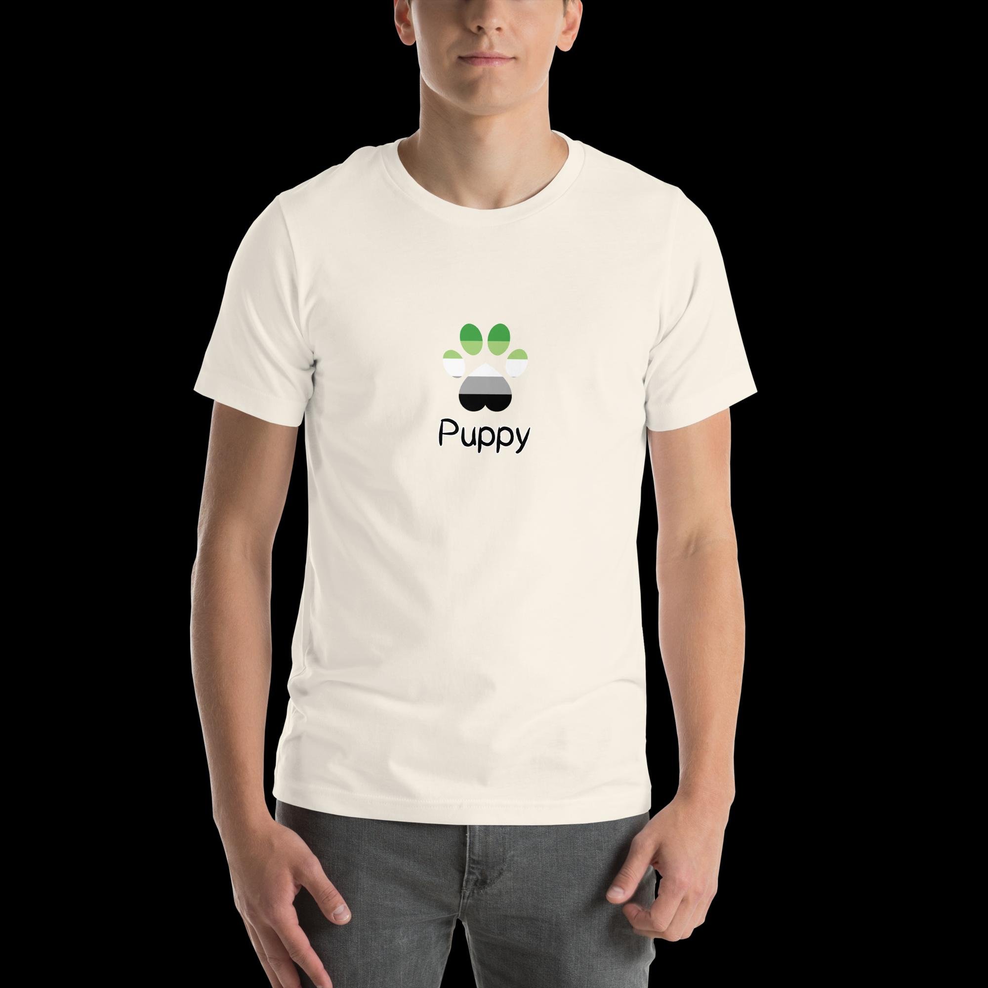 Playful Puppy T-Shirt - Aromantic Pride