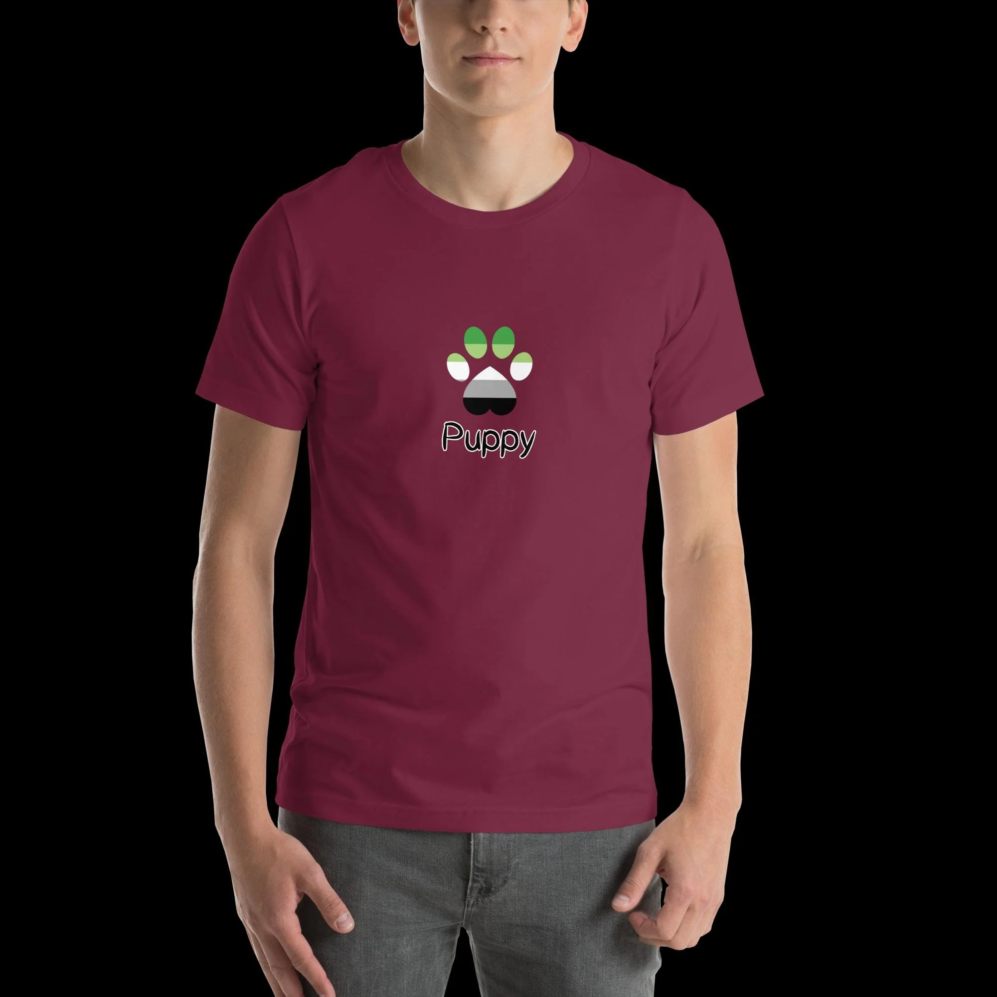 Playful Puppy T-Shirt - Aromantic Pride