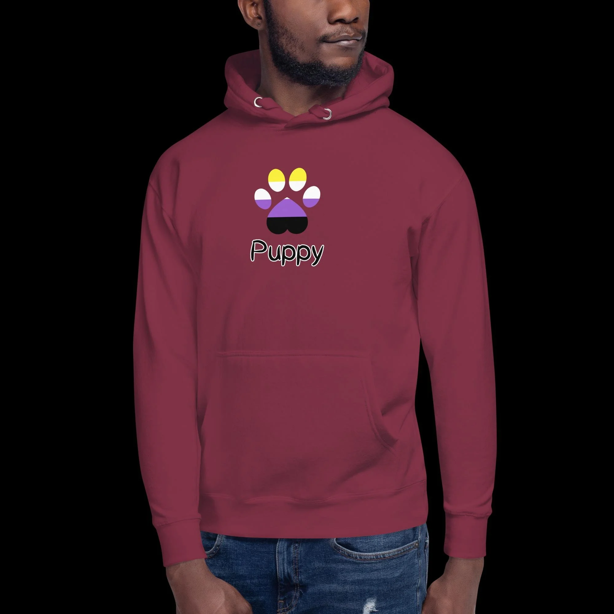 Playful Puppy Hoodie - Non-Binary Pride