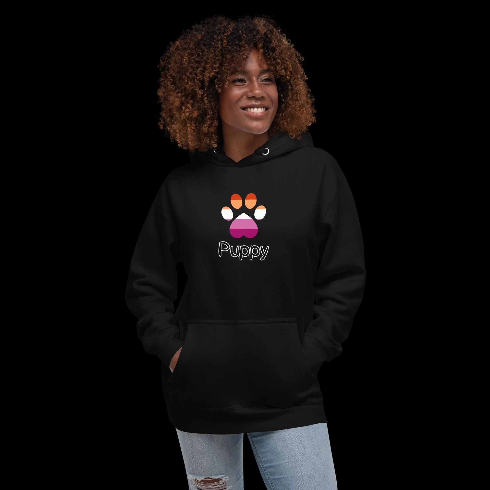 Playful Puppy Hoodie - Lesbian Pride